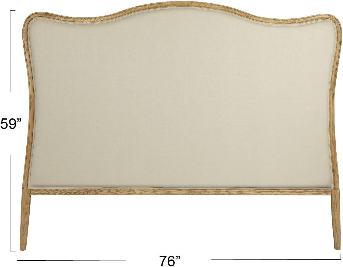 Elegant Oak And Linen King Size Headboard For Bedrooms-1
