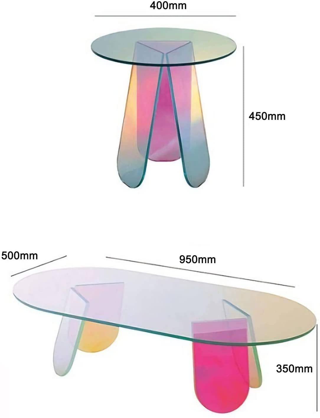 Acrylic Rainbow Color Coffee Table – Iridescent Round Modern Accent Table-1