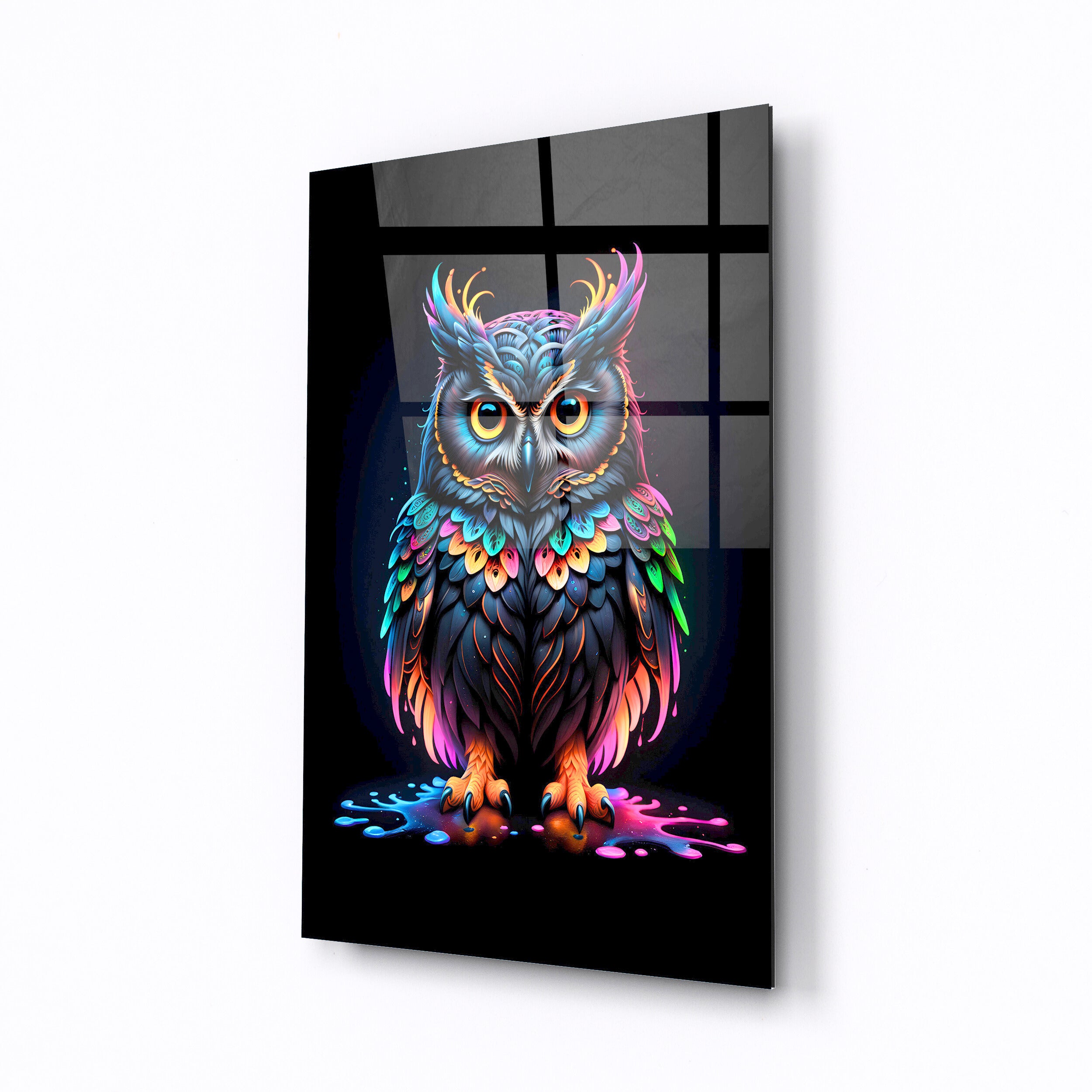 Tempered glass wall art Majestic owl-0