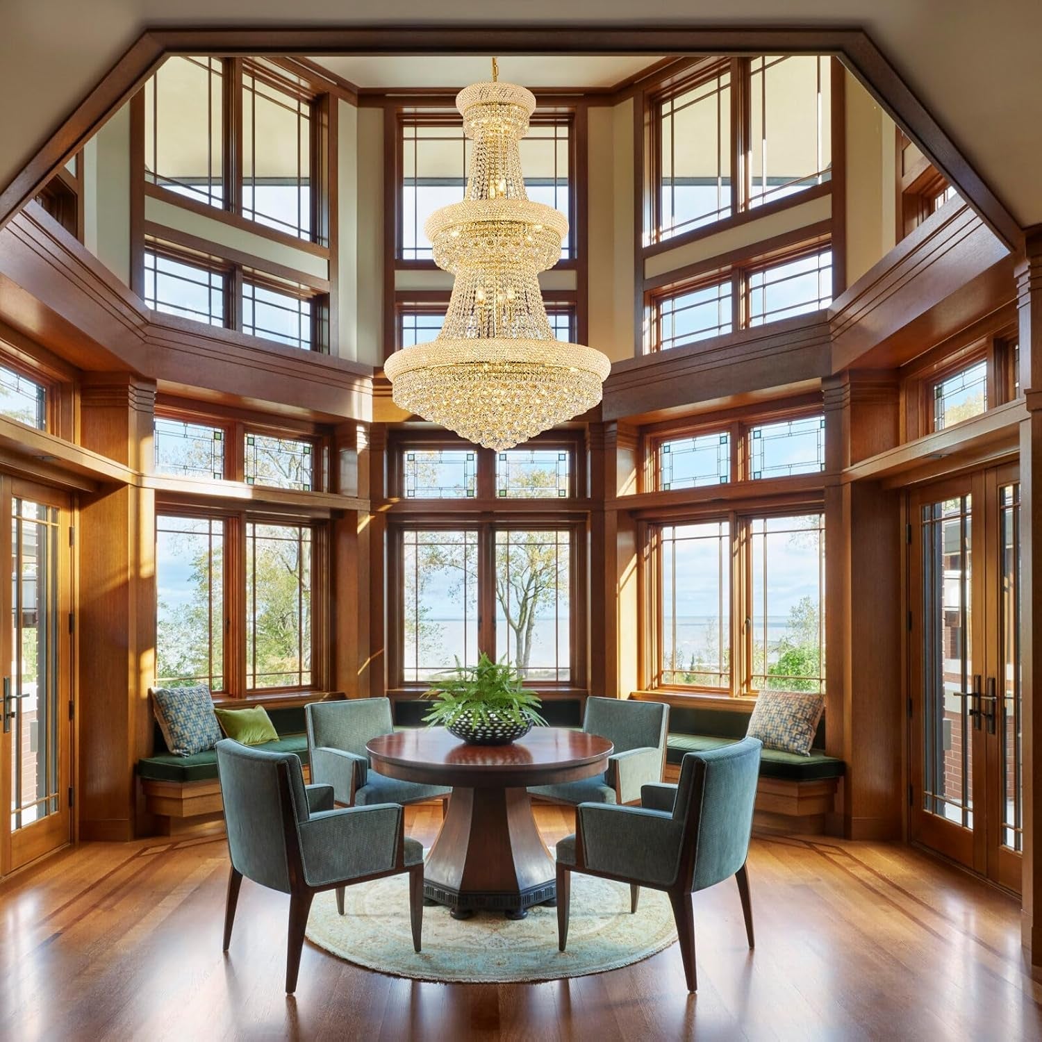 Large Thirty One Light Empire Crystal Chandelier Gold Finish-4