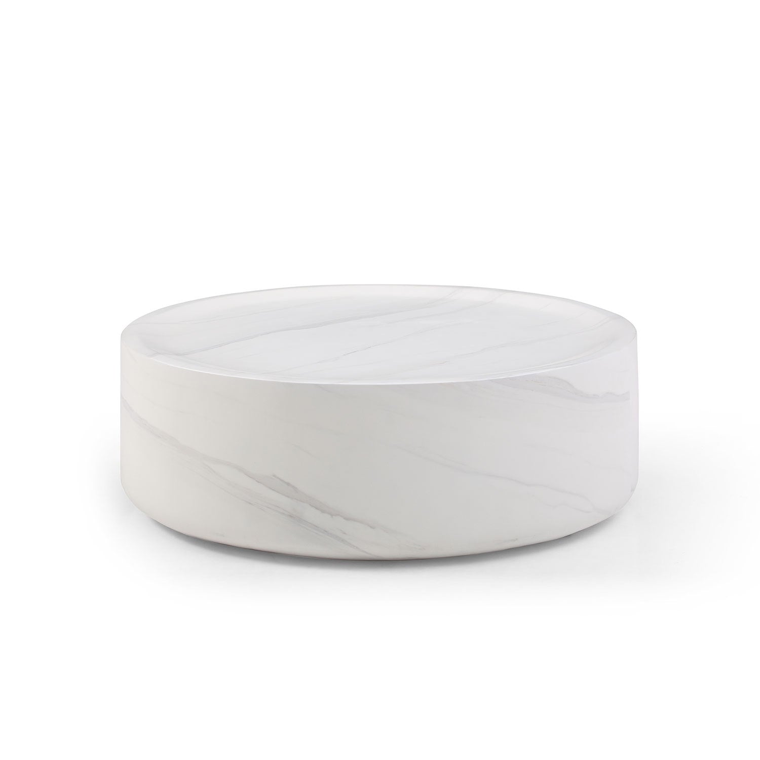 White Marble Round Fiberglass Coffee Table-0