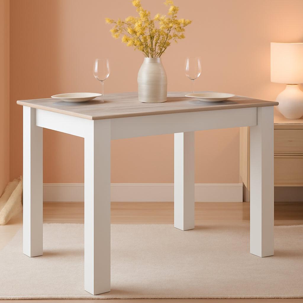 Wooden Dining Table For Four 47 By 28 Inches White Gray