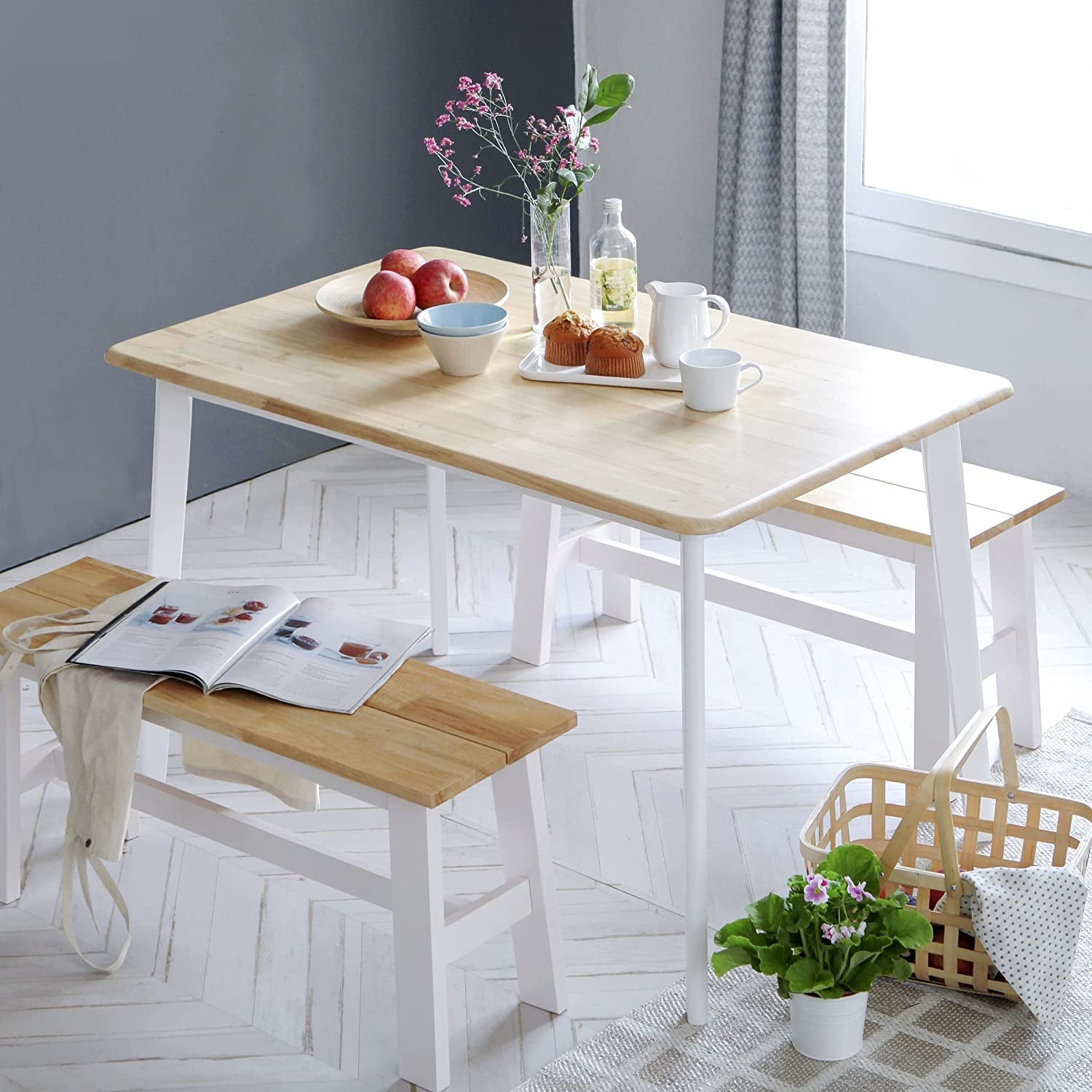 Mid Century Modern Solid Wood Rectangular Dining Table