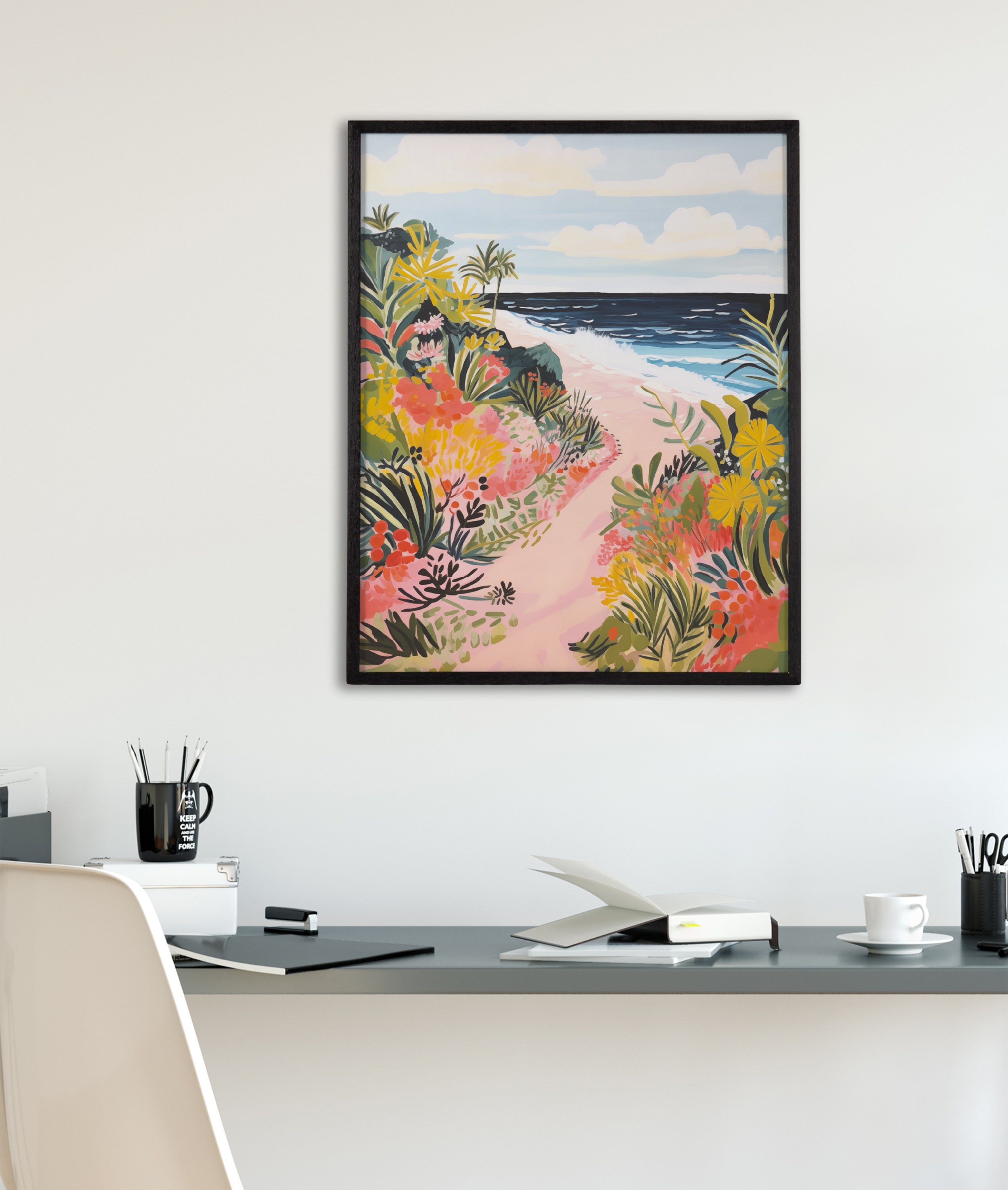 Gallery Tropical Bright Ocean Path Landscape Print by The Creative Bunch Studio