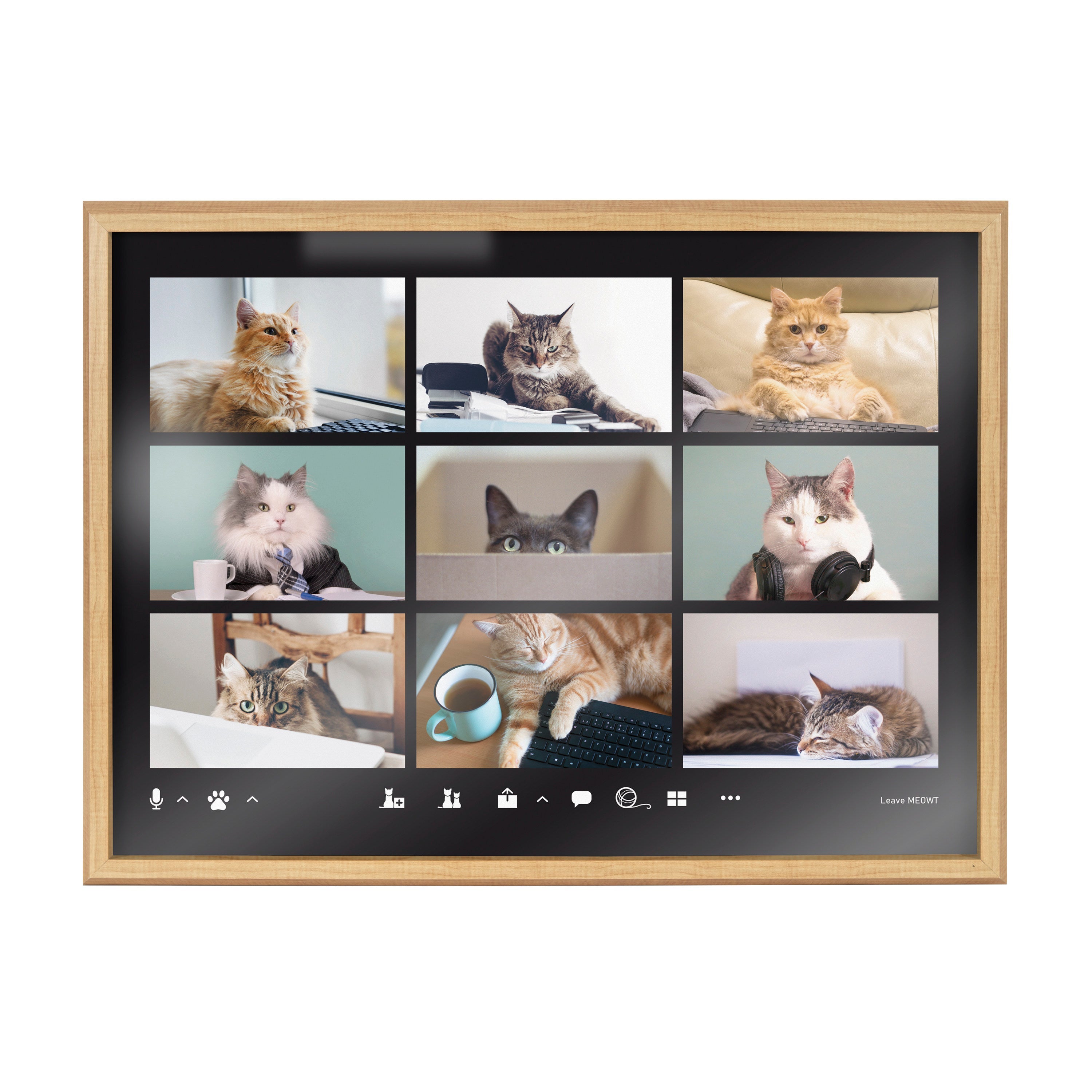 Blake Video Chat Cats Framed Printed Glass by The Creative Bunch Studio