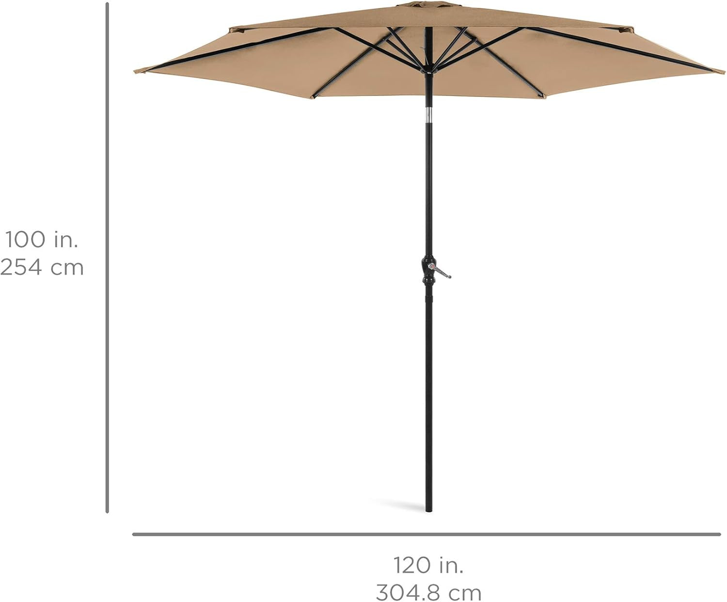 10 Foot Outdoor Steel Polyester Patio Umbrella Tan With Crank Tilt And Table Compatible
