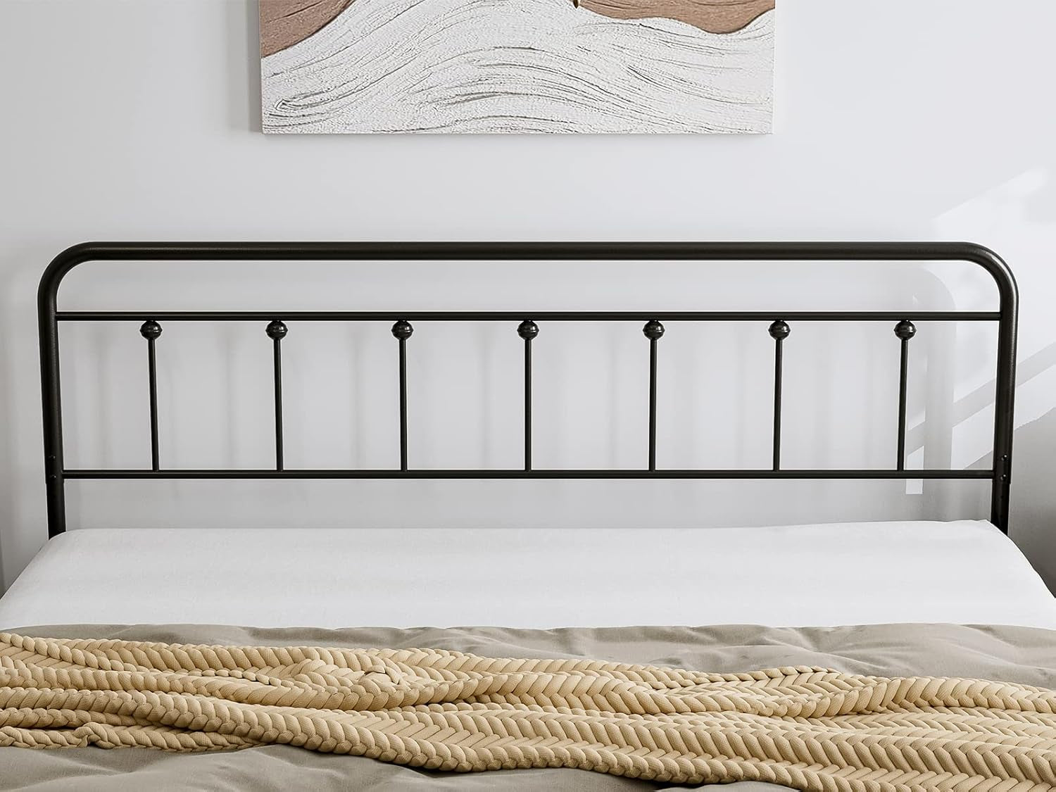 Adjustable Height Metal Headboard in Farmhouse Victorian Style