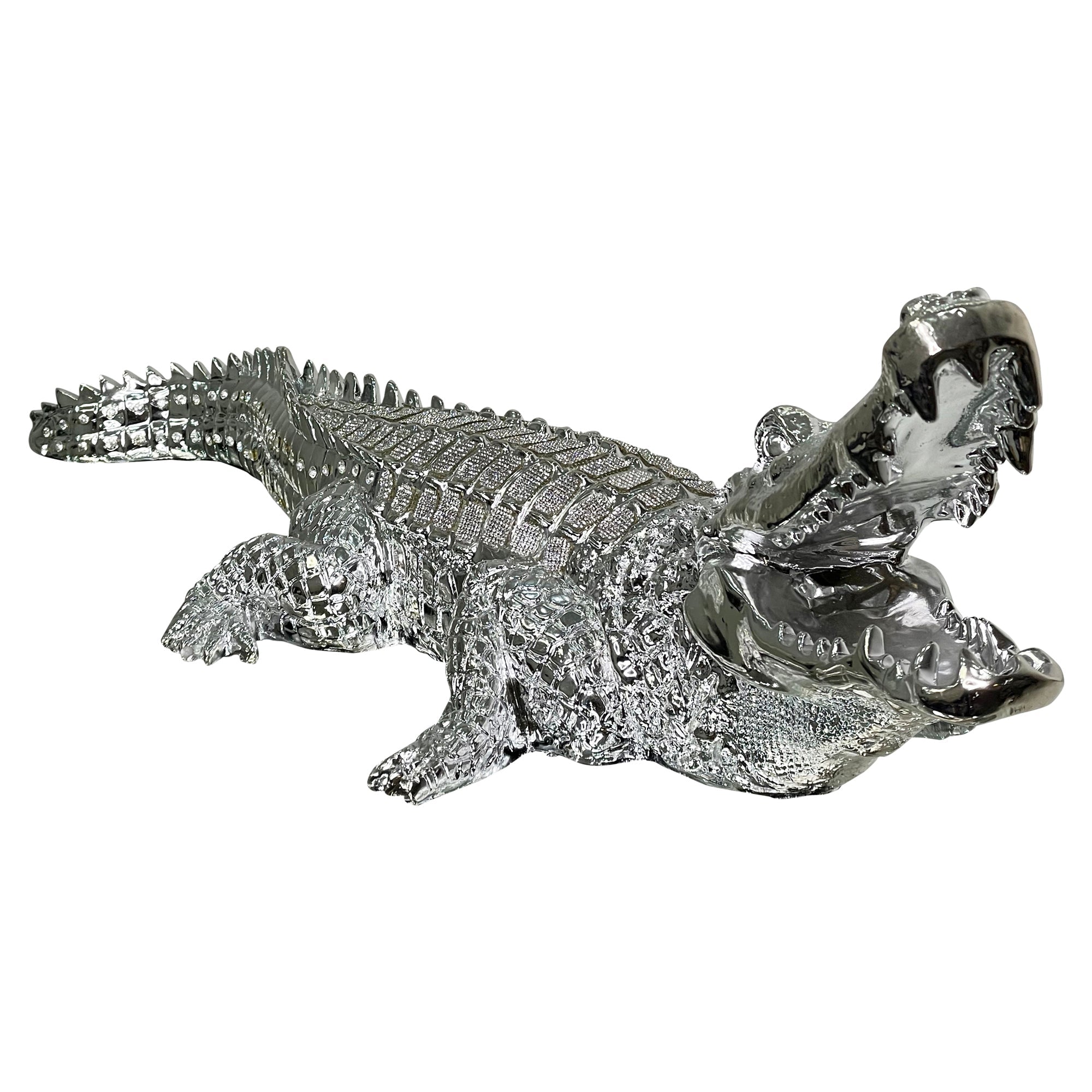 Ambrose Diamond Encrusted Chrome Plated Crocodile-0