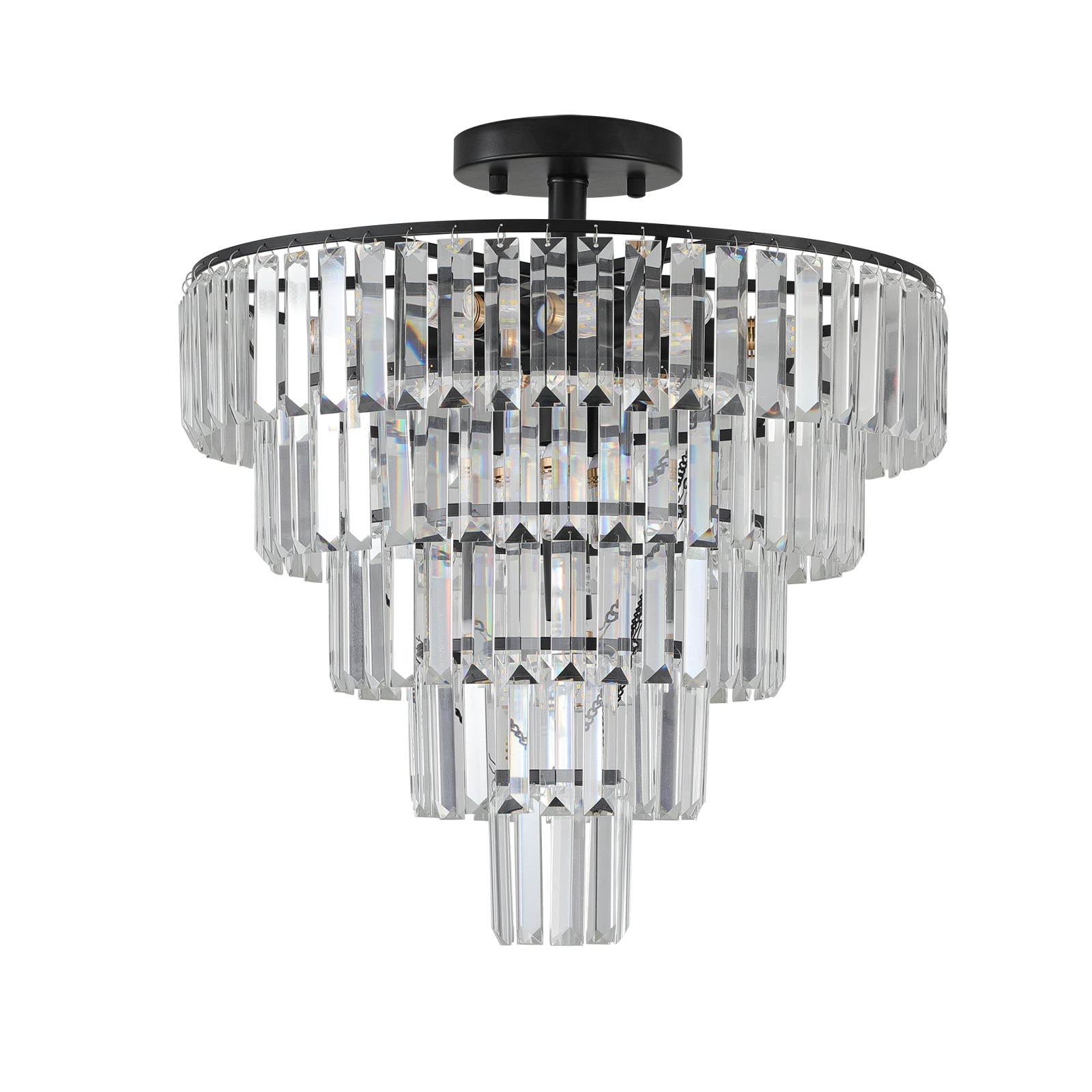 20" Black Crystal Chandelier Ceiling Light