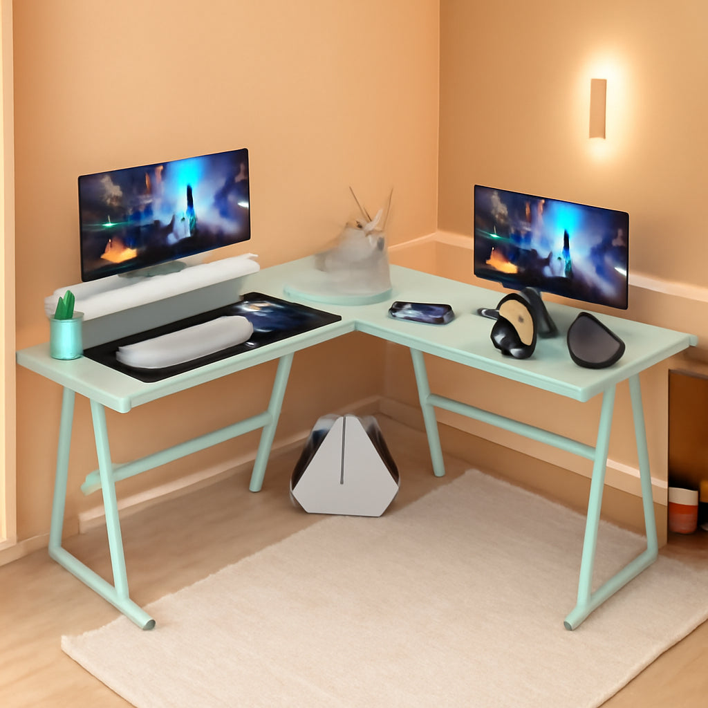 L Shaped Gaming Desk Blue 51 Inch Corner Computer Desk