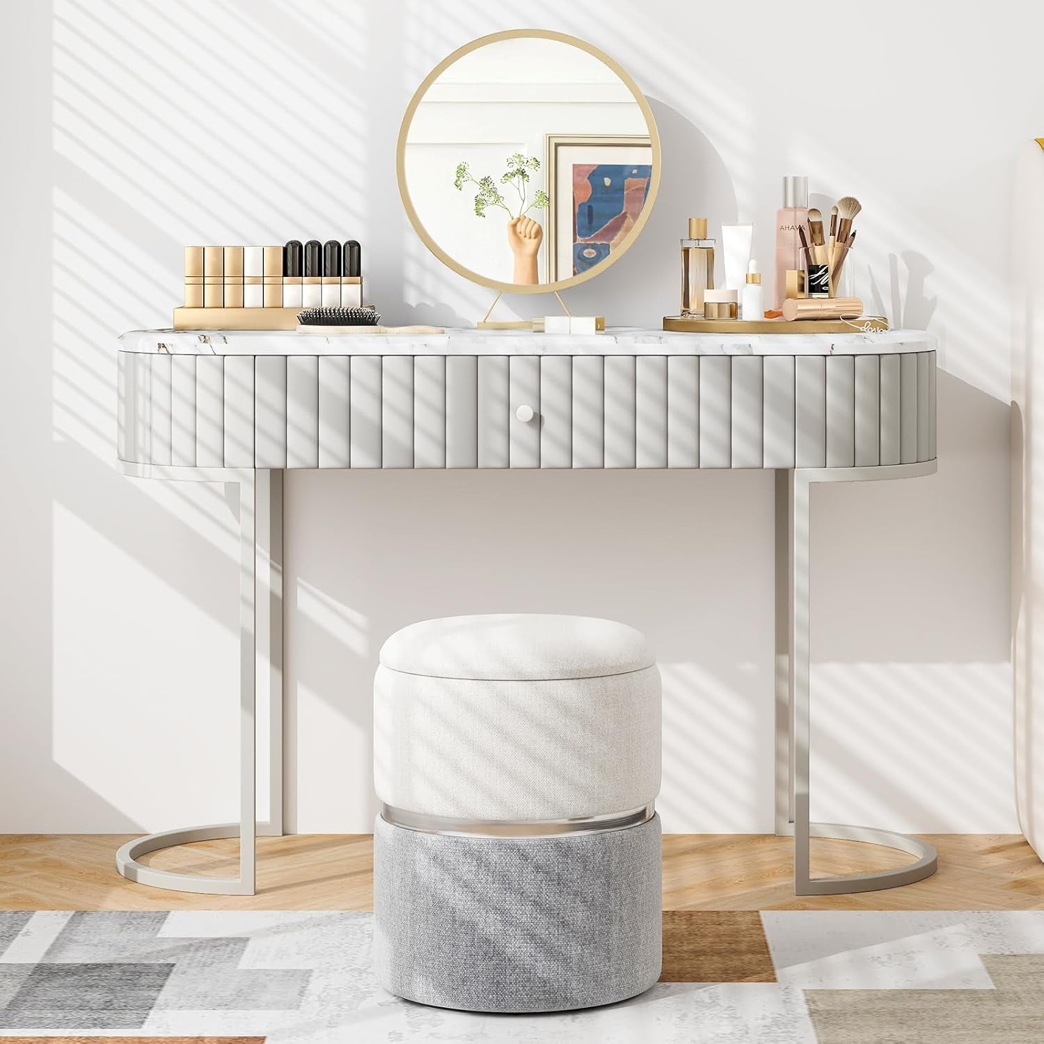 Gray Nesting Storage Ottomans With Hidden Capacity