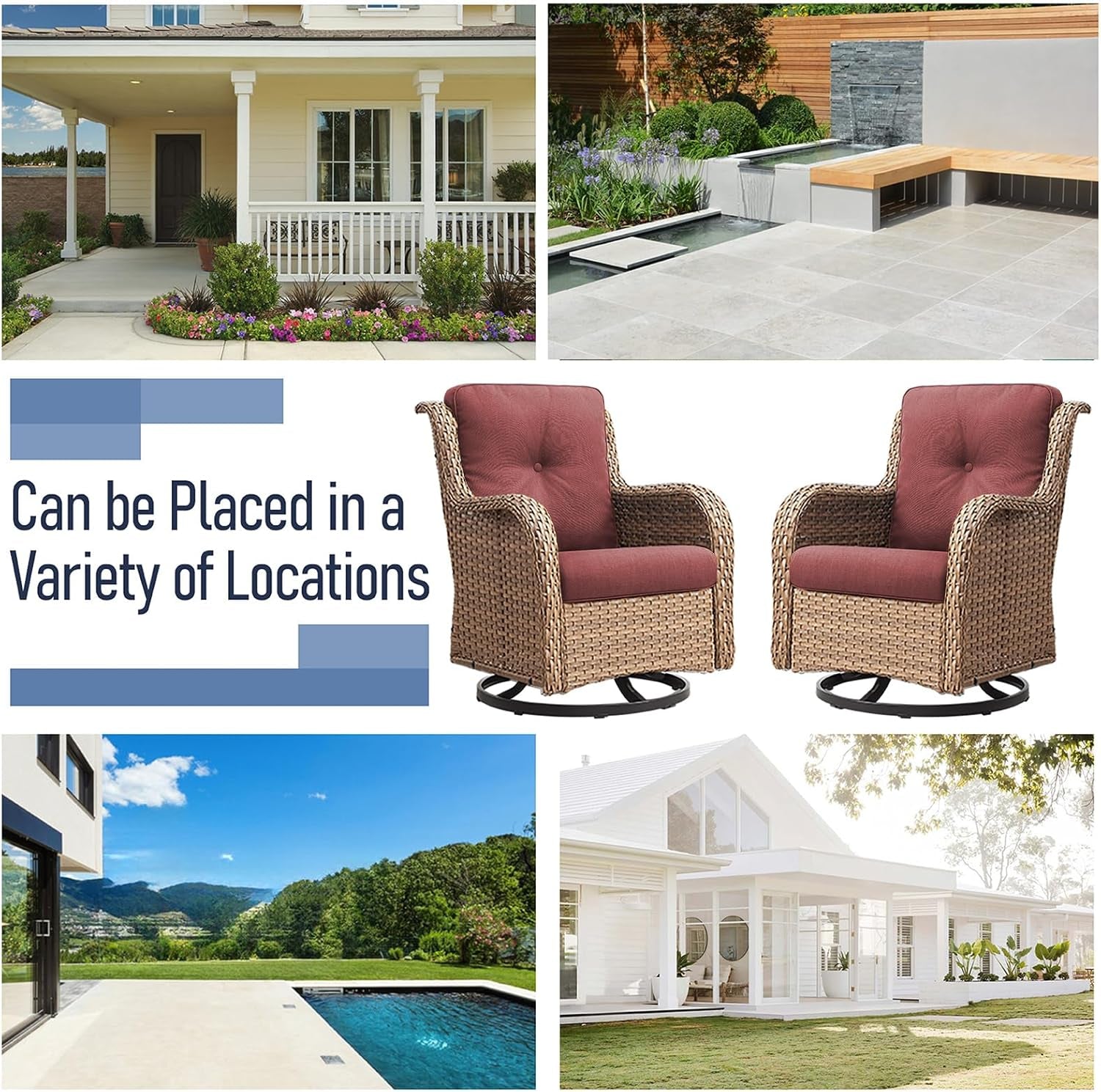 11 Piece Outdoor Furniture Set with Swivel Rocker Chairs