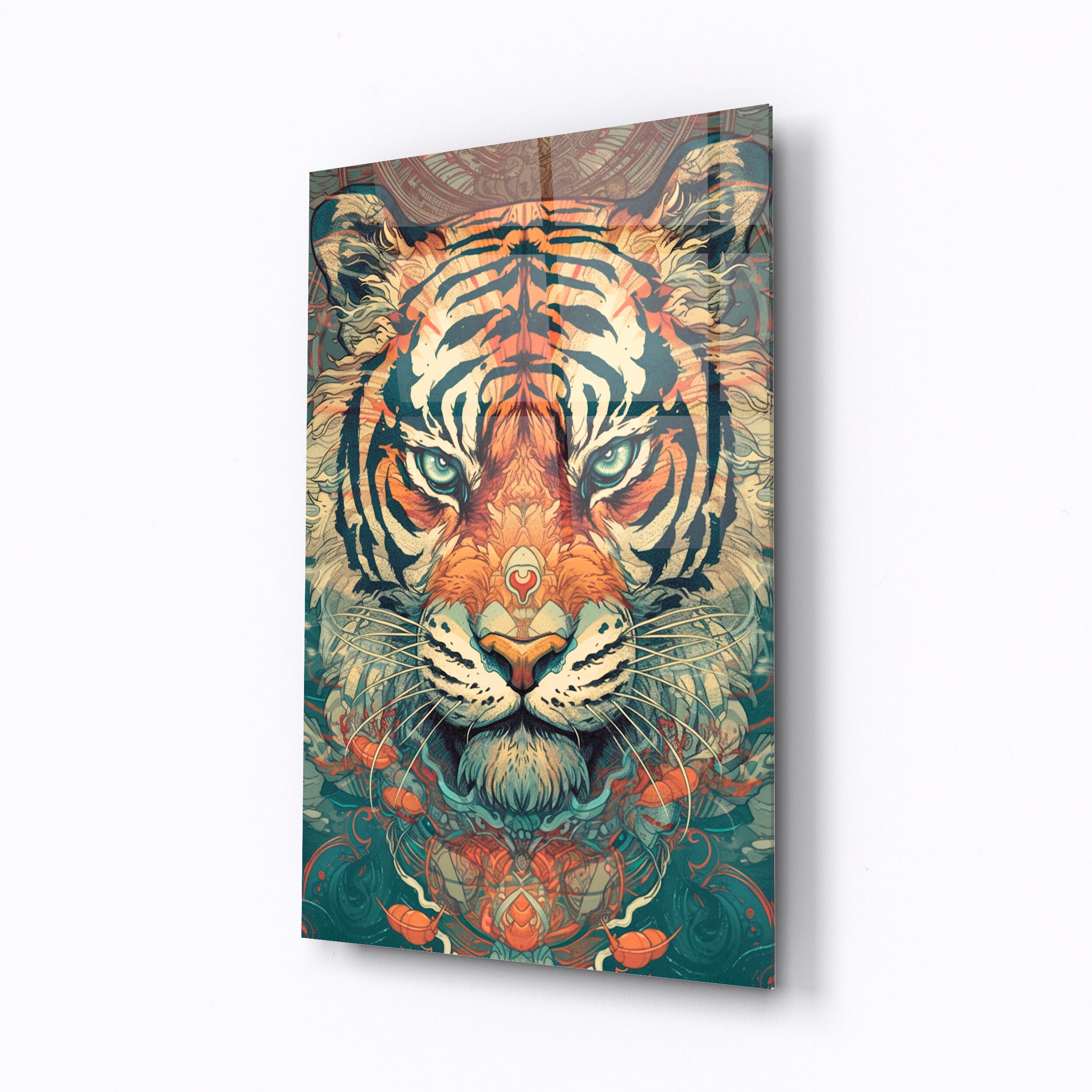 Tempered glass wall art Asian tiger-0