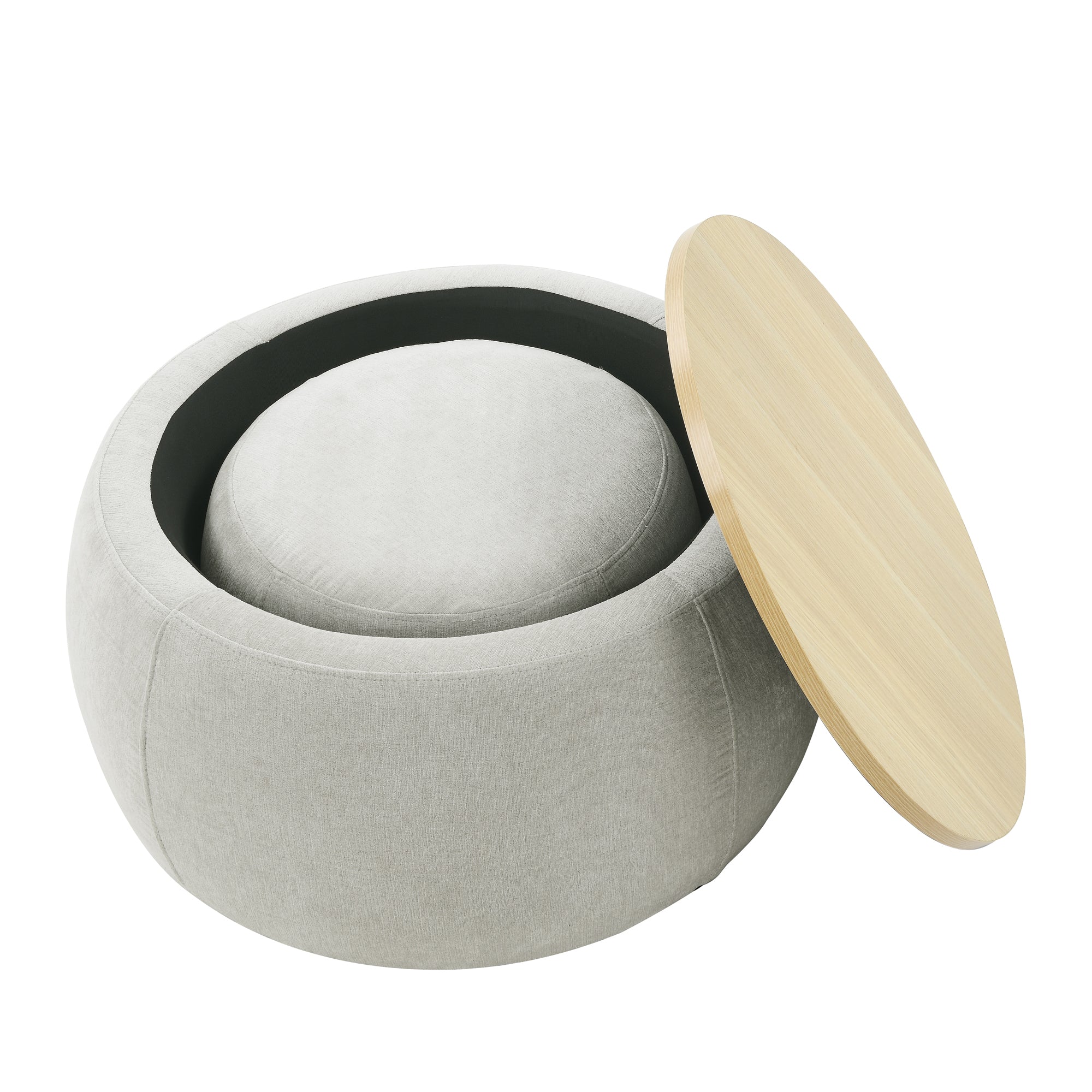 Modern Classic Round Storage Ottoman Coffee Table with Removable Top