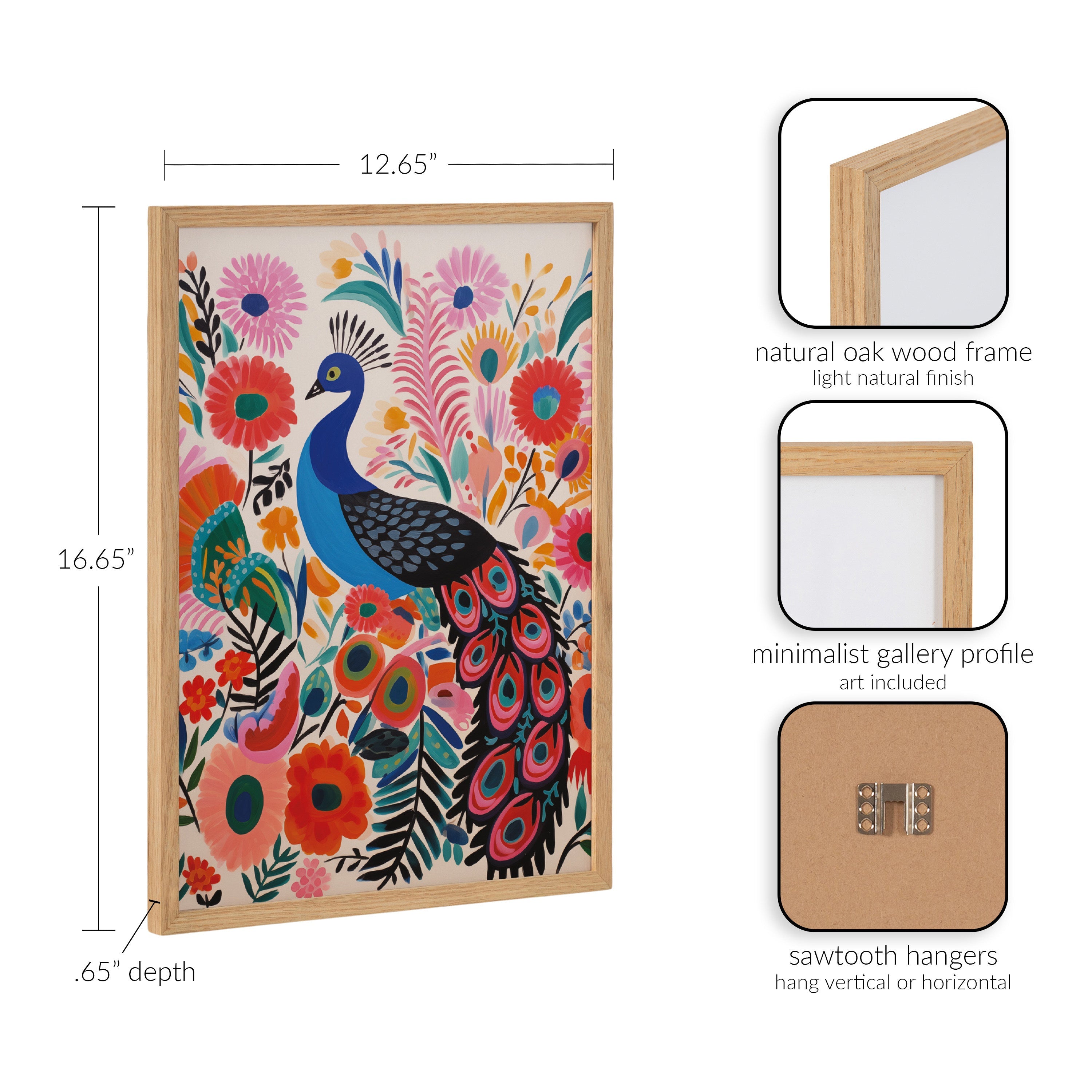 Gallery Bright Colorful Boho Peacock and Botanicals Print by The Creative Bunch Studio