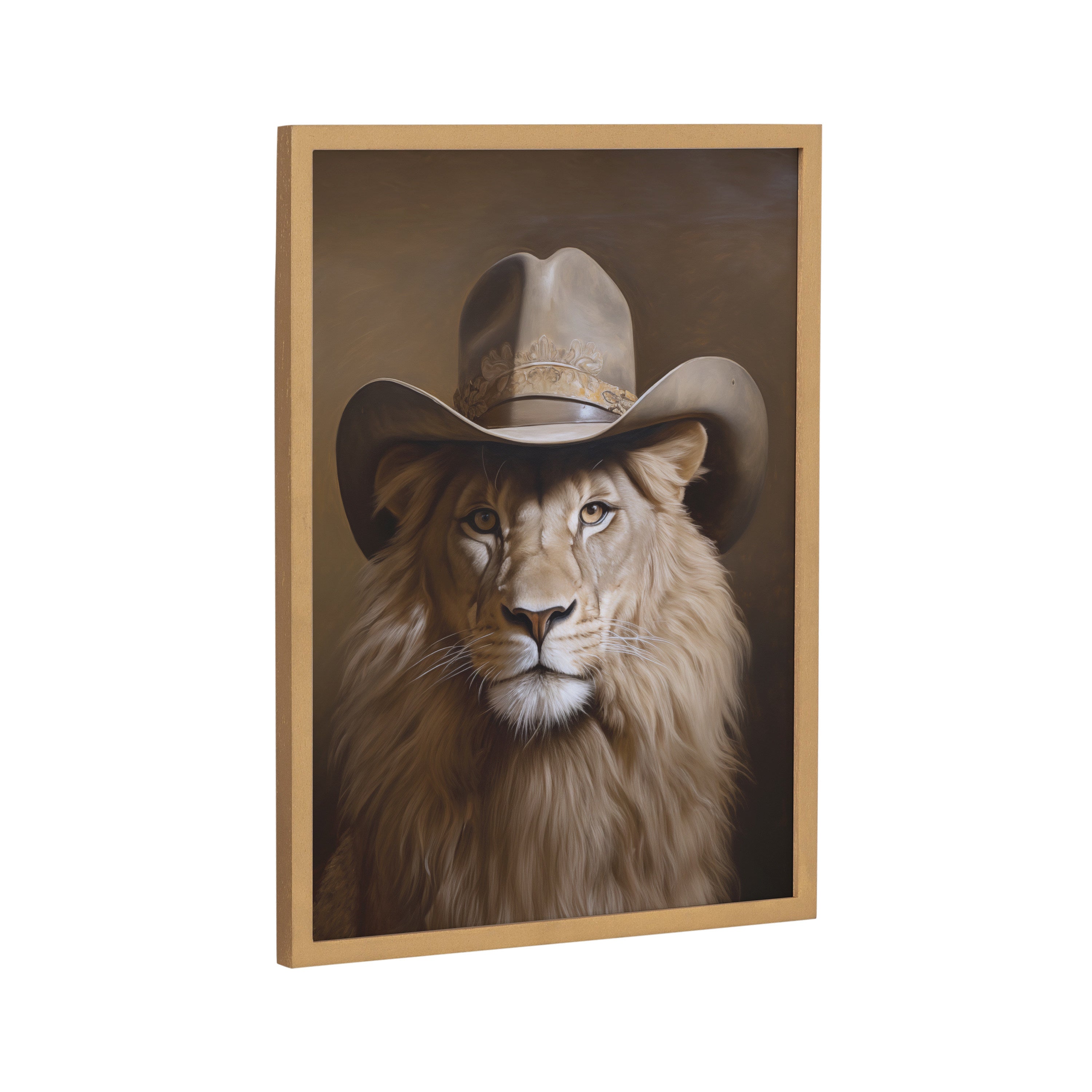 Gallery Lion Wearing a Western Cowboy Hat Print by The Creative Bunch Studio