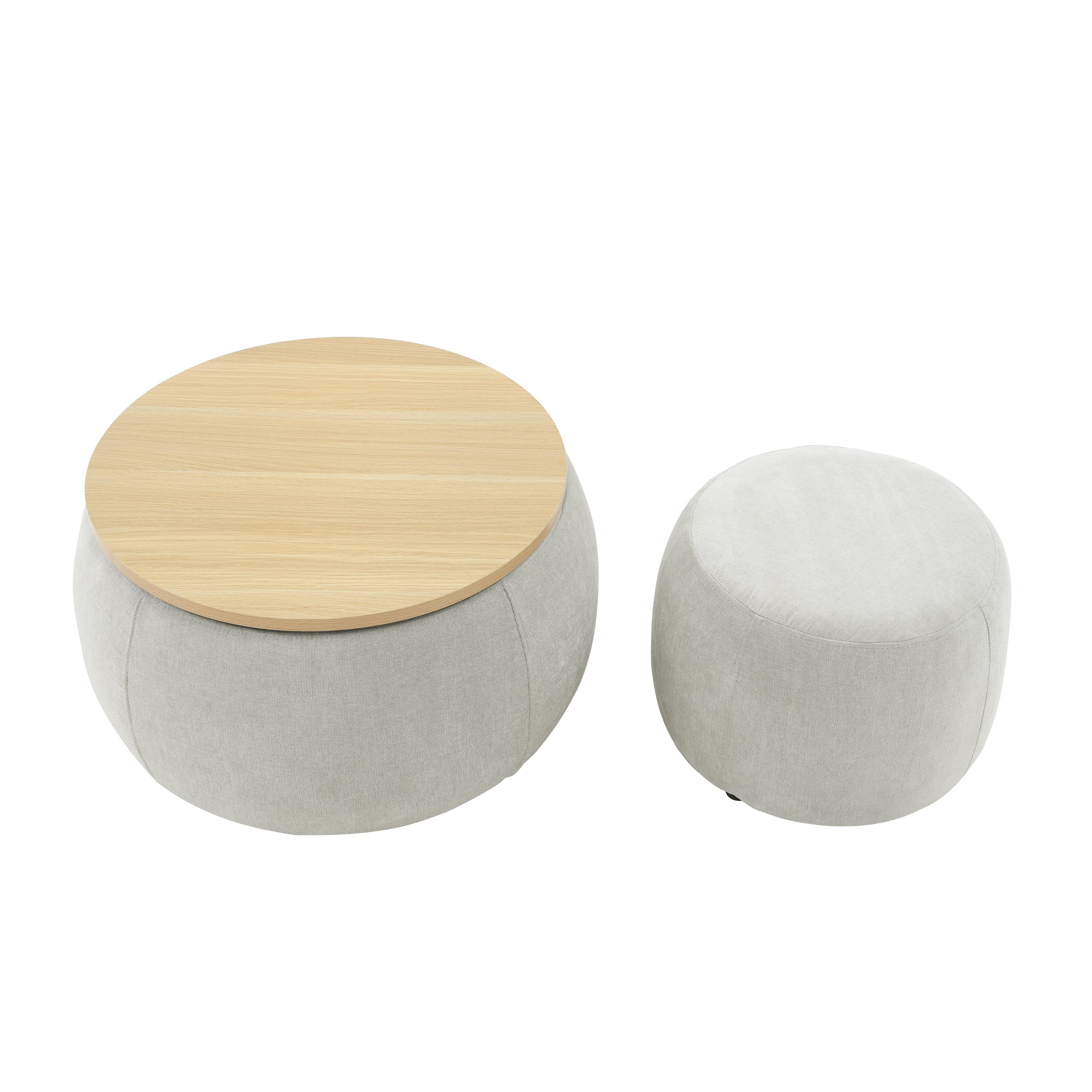 Modern Classic Round Storage Ottoman Coffee Table with Removable Top
