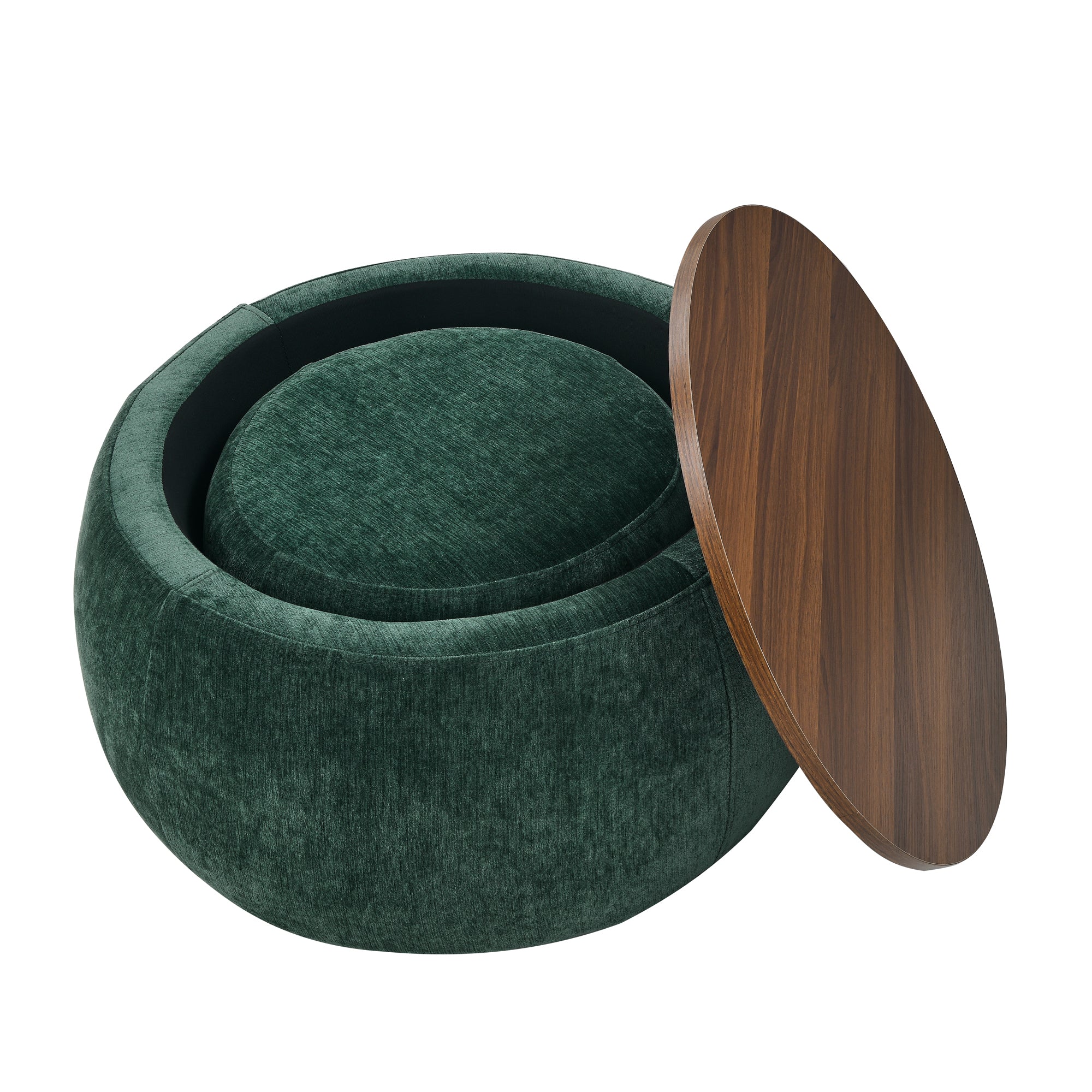 Modern Classic Round Storage Ottoman Coffee Table with Removable Top