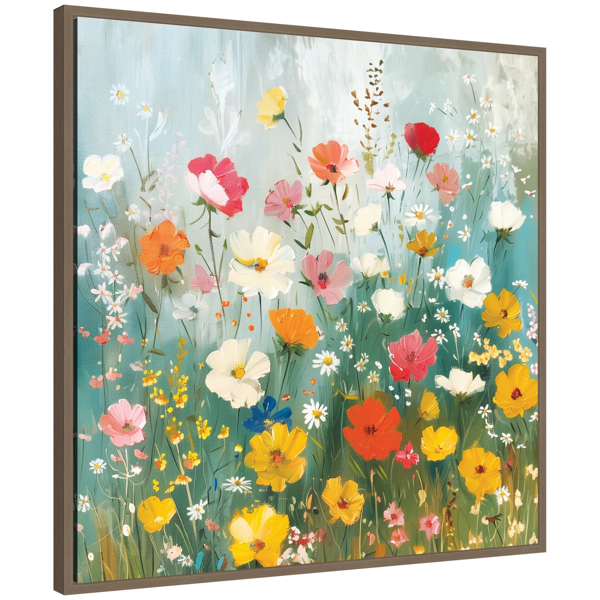 Sylvie Boho Wildflower Garden Framed Canvas by The Creative Bunch Studio