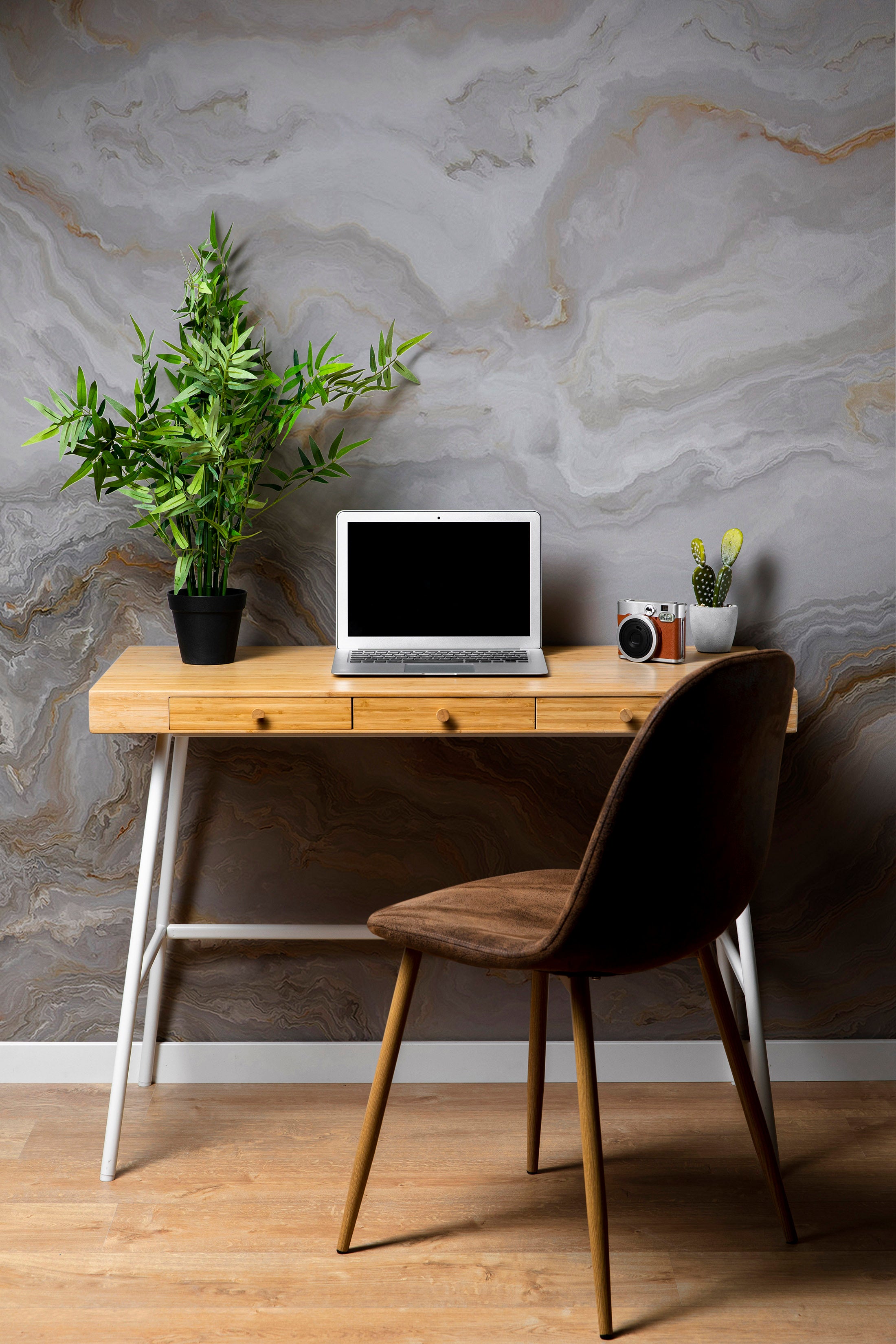 White Marble Stone Granite Slate Peel and Stick Wallpaper | Removable Wall Mural #6180