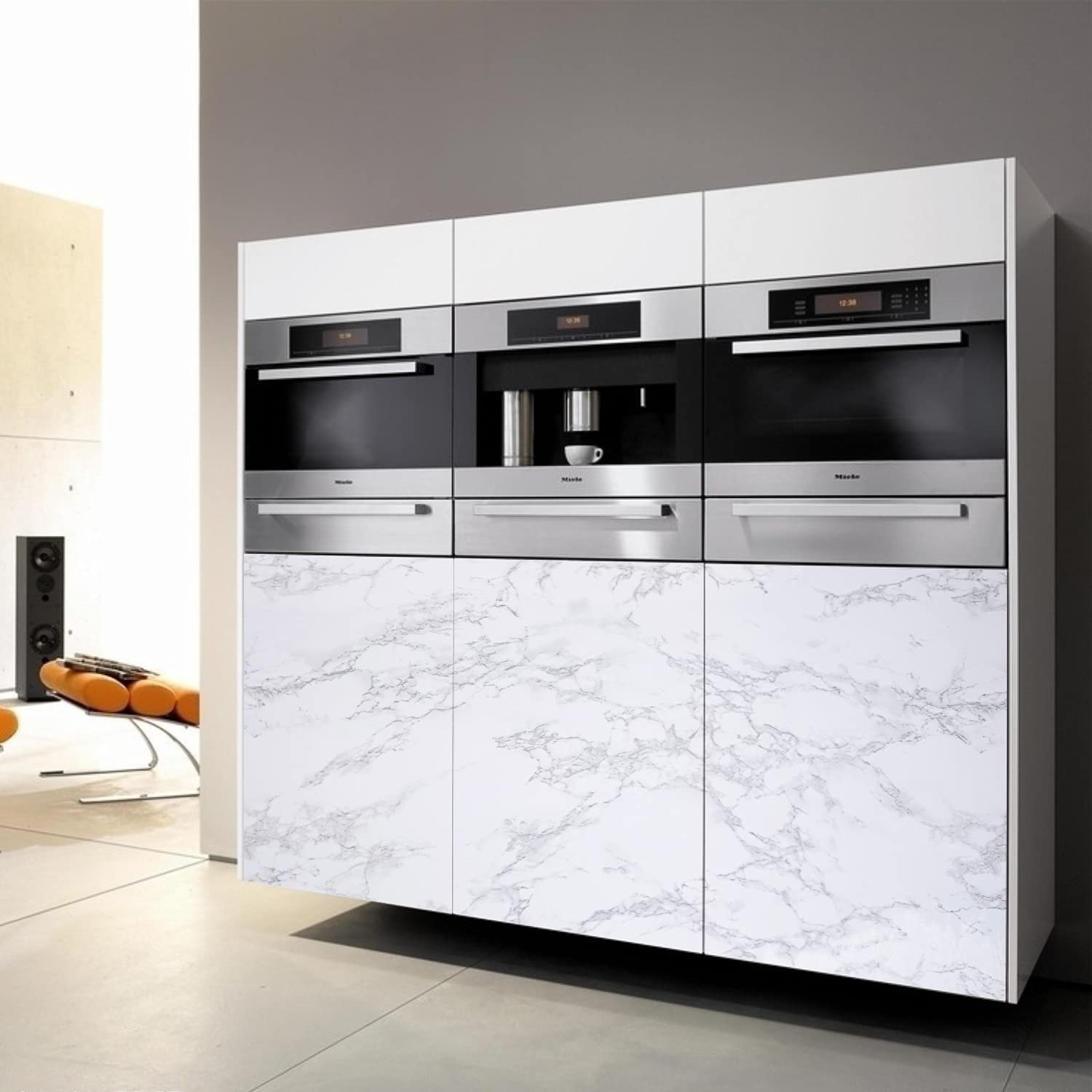 Boeoanay Marble Vinyl Wallpaper Grey White 15.8x118in Self Adhesive PVC