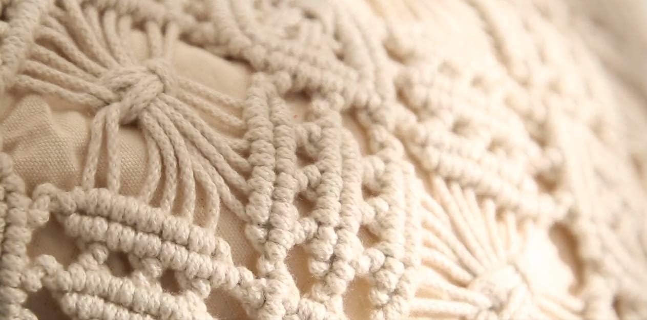 Handmade Macrame Cushion Cover Organic Cotton Boho Pillow 40x40cm-3