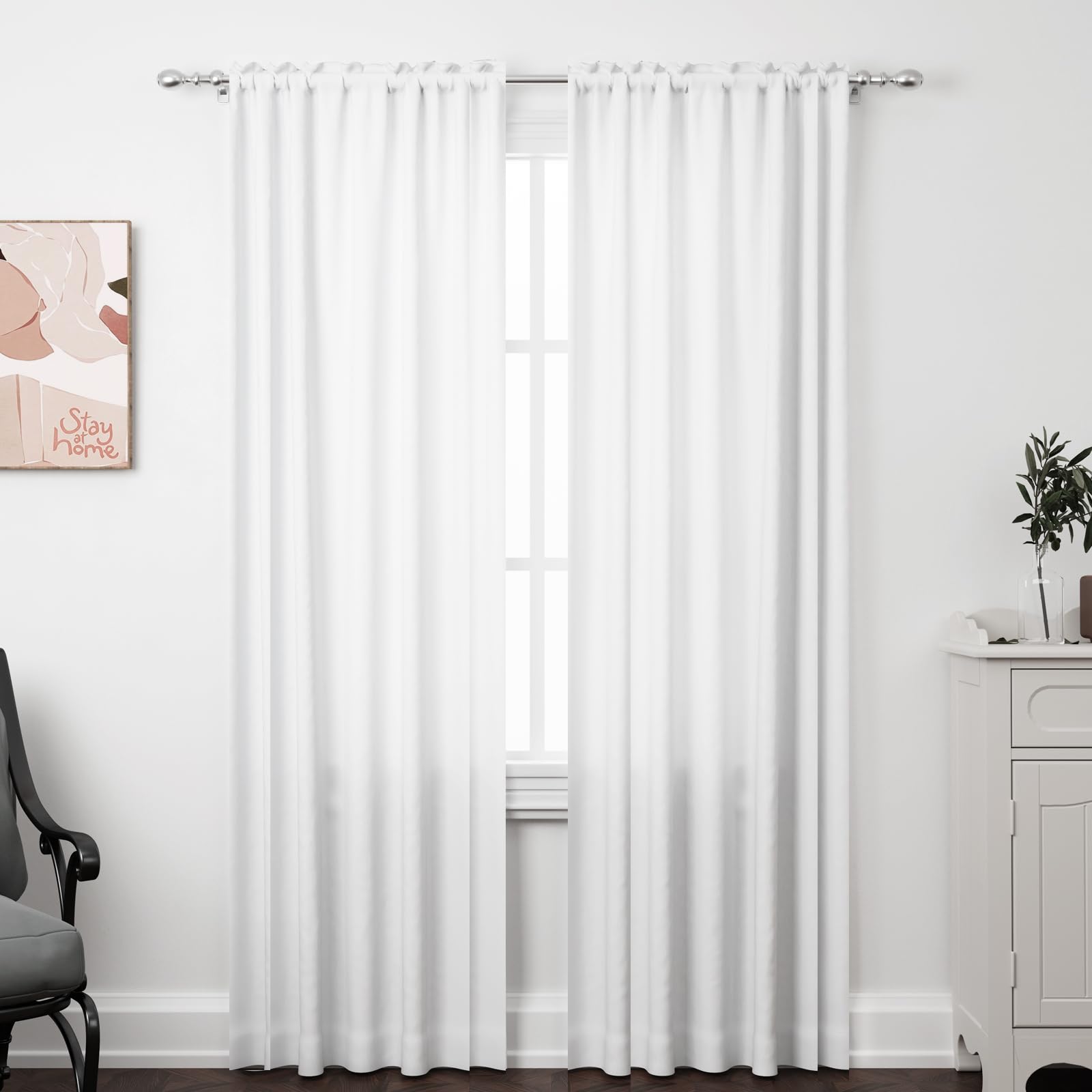 ZWARMY Kitchen Tier Curtains 84x40in White Semi Light Filtering 2Pcs