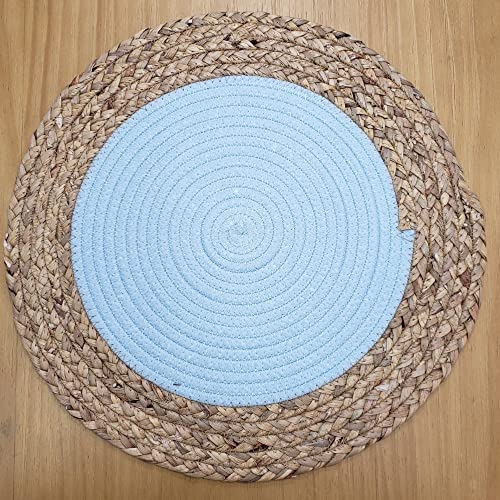 Charlo's Set of 4 Natural Fibers Sousplat Placemat Gypsy Glacial Blue 16 inch dia-3