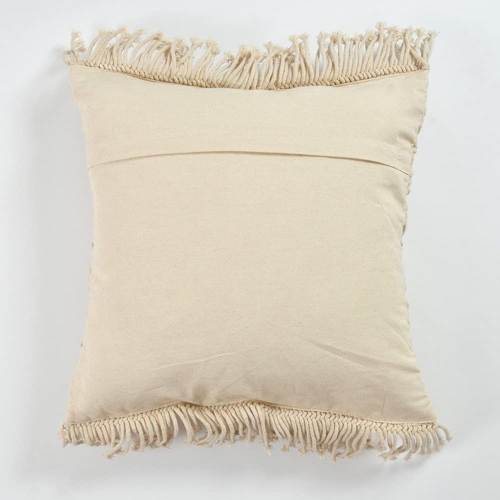 Handwoven Macrame Cushion Cover | 18"x18" (45x45cm) | Natural Cotton | Boho Style-3