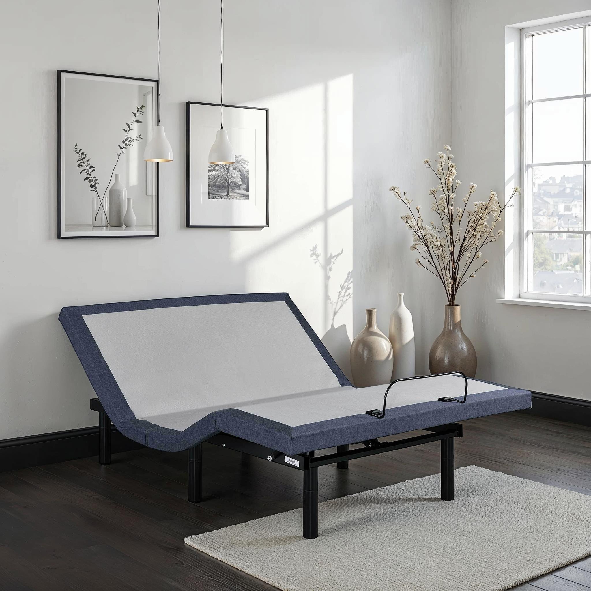 Queen Adjustable Bed Base with Vibration Modes and Adjustable Positions