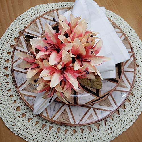 Charlo's Set of 4 Off White Sustainable Rustic Chic Round Placemats 16" x 16"-2