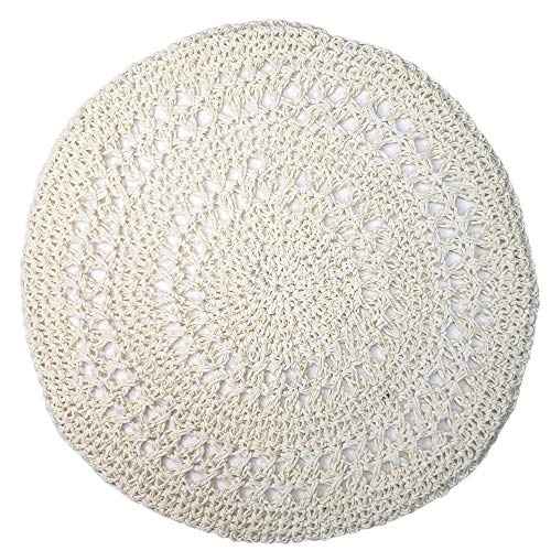 Charlo's Set of 4 Off White Sustainable Rustic Chic Round Placemats 16" x 16"-3