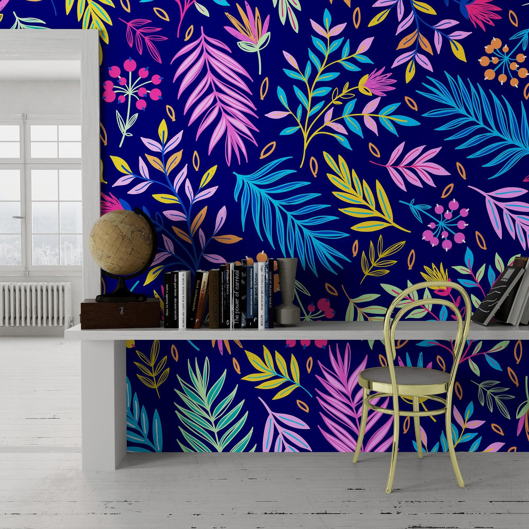 Bright Colorful Fern Arrangement Mural. #6223