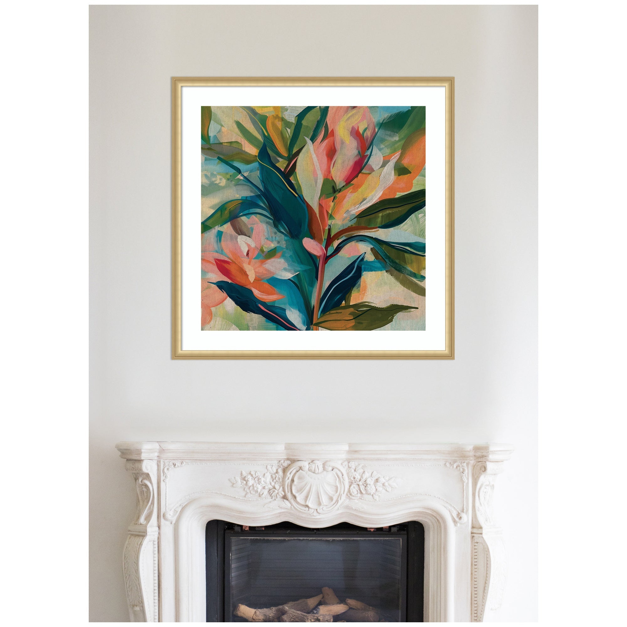 Framed Art Colorful Tropic Botanical Abstract Neutral Linen by The Creative Bunch Studio