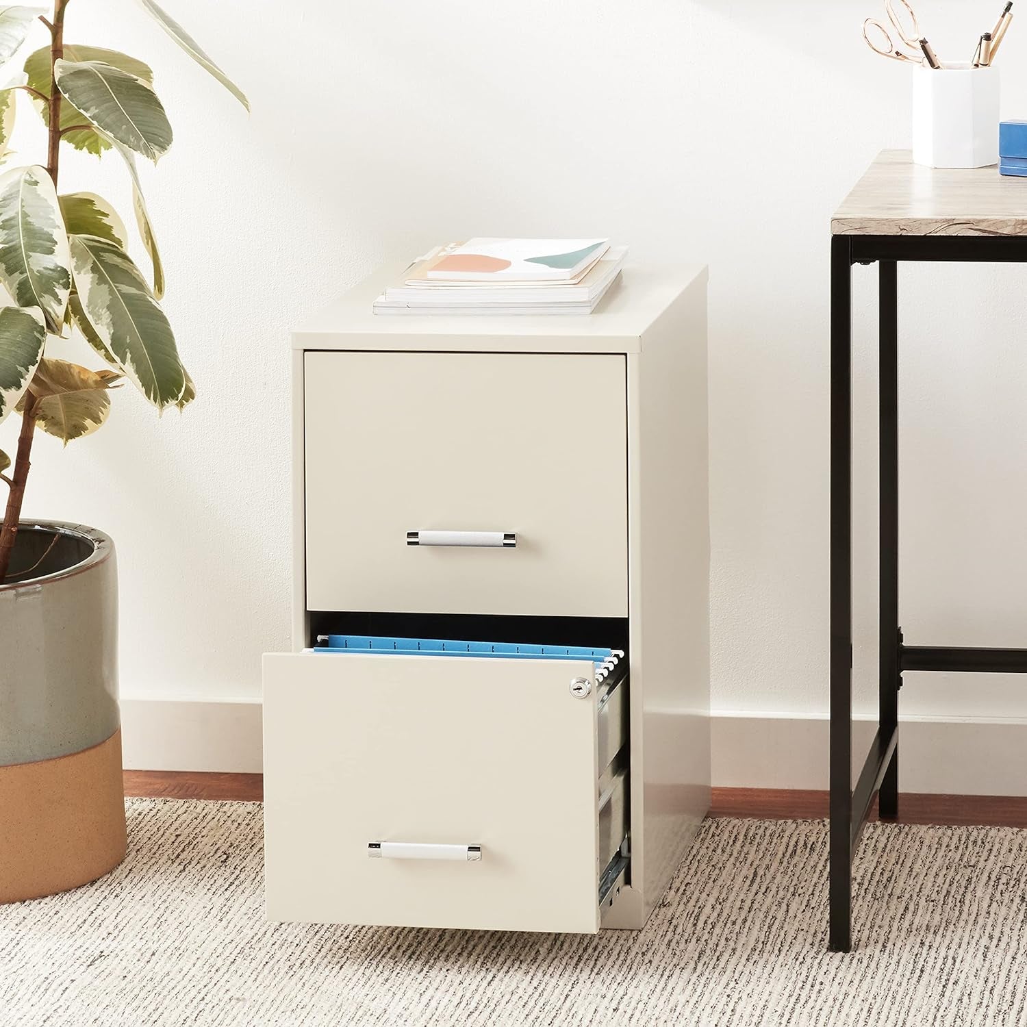 18 Inch Deep 2 Drawer File Cabinet Putty For Home Office