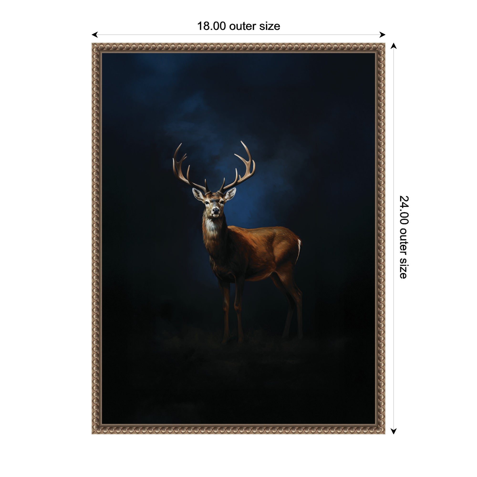 Cobalt Night Sky Deer by The Creative Bunch Studio Framed Canvas Wall Art Print