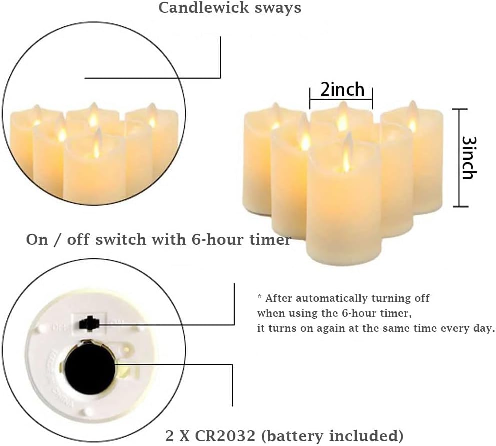 2"x2.8" tall Battery Candle (Set of 6）-1