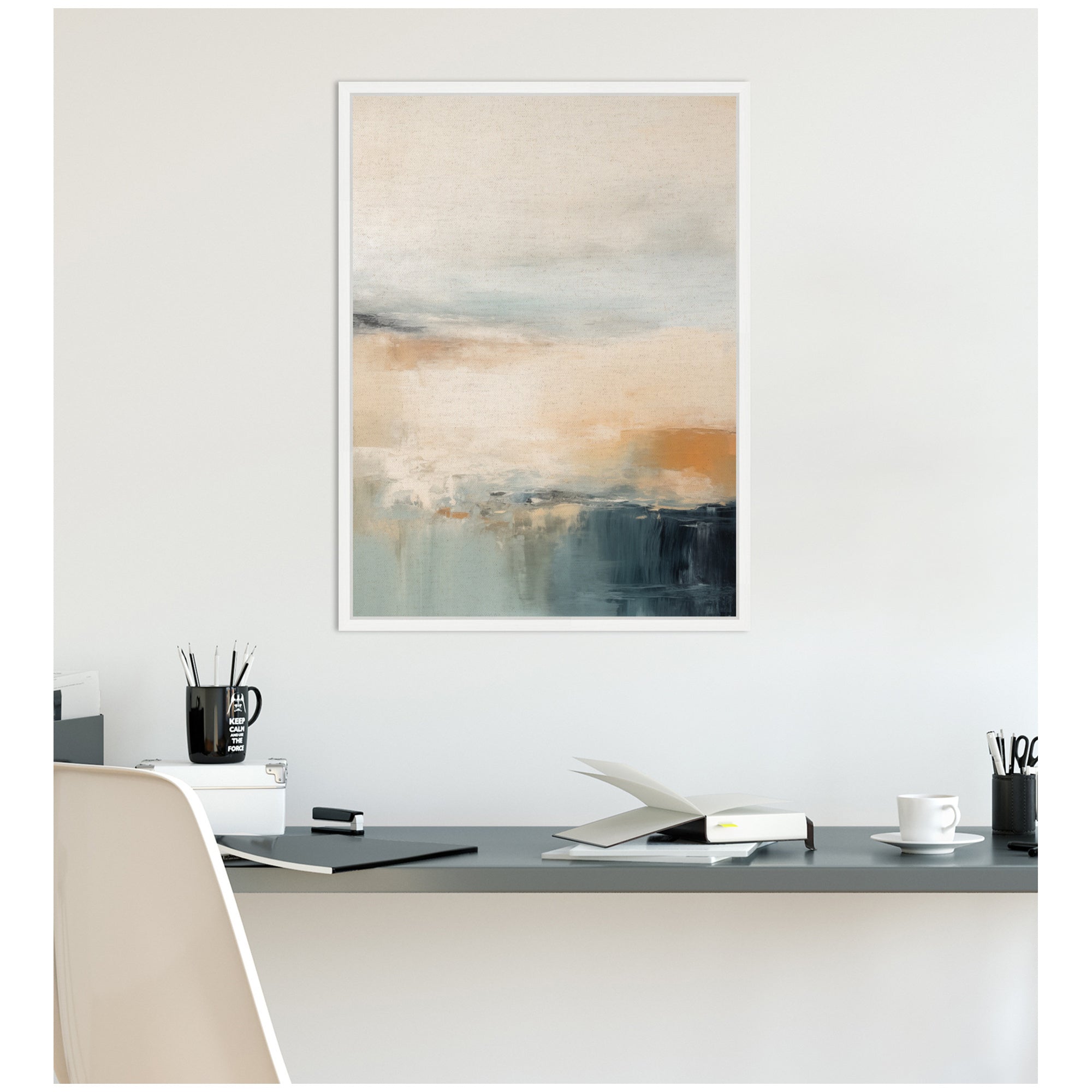 Blue Beach Ocean Coastal Abstract 3 by The Creative Bunch Studio Framed Canvas Wall Art Print