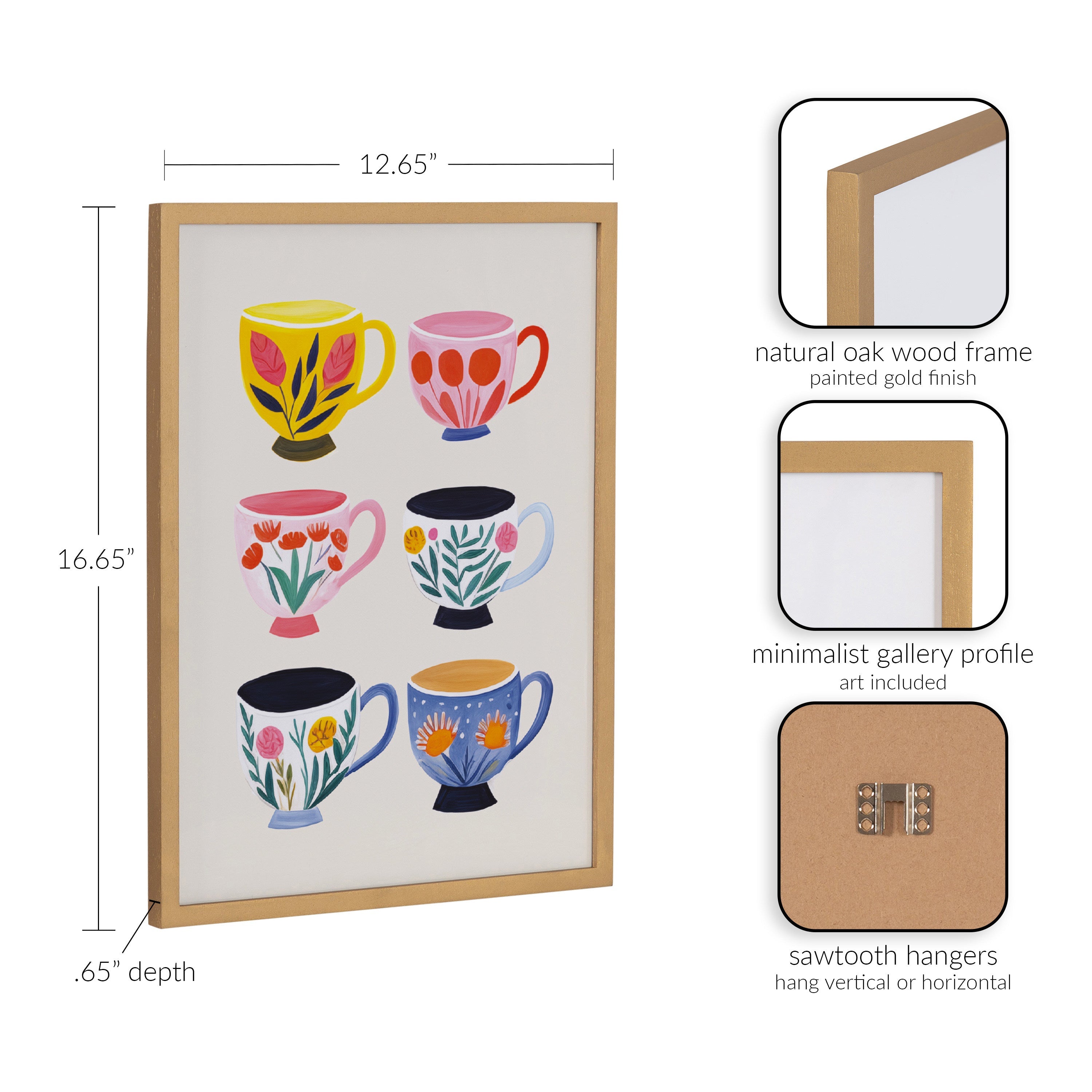 Gallery Botanical Coffee Shop Tea Cups Print by The Creative Bunch Studio