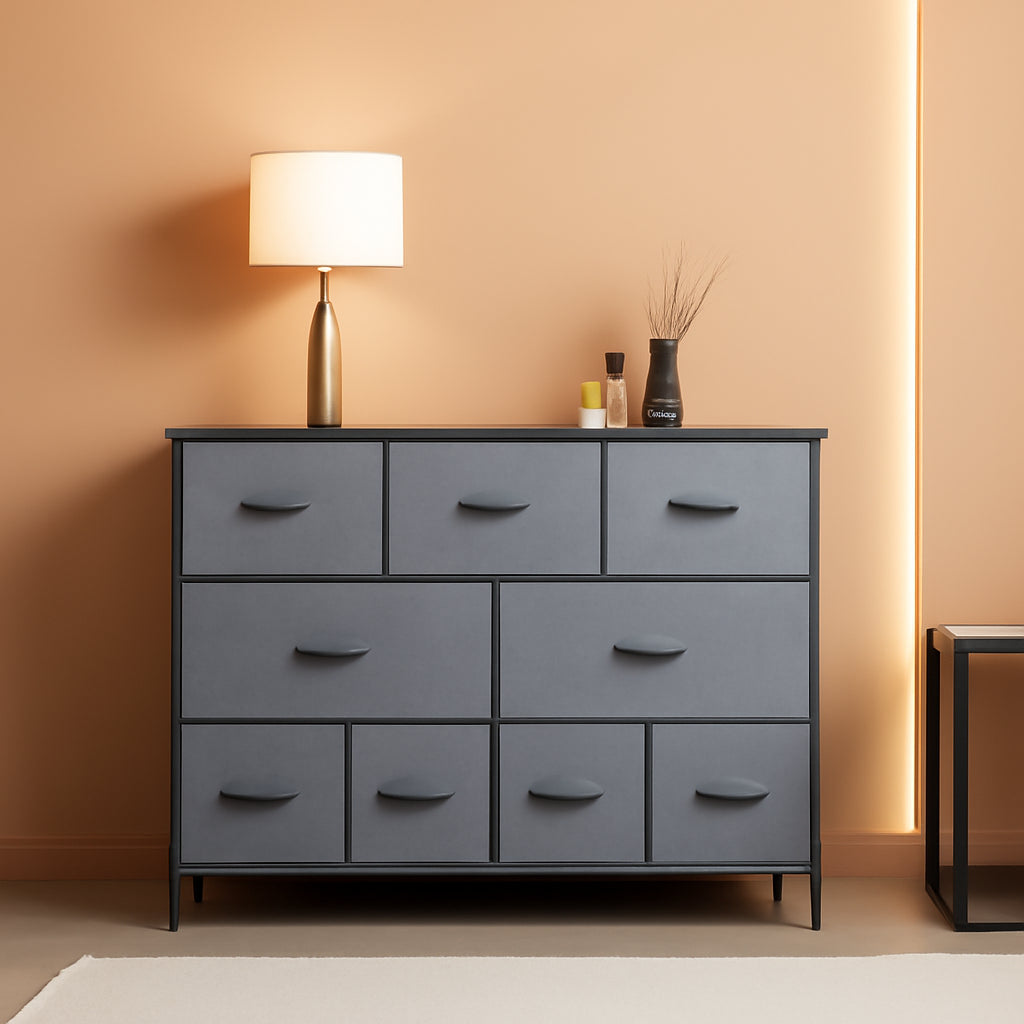 Fabric Dresser With TV Stand 8 Drawer Bedroom Storage