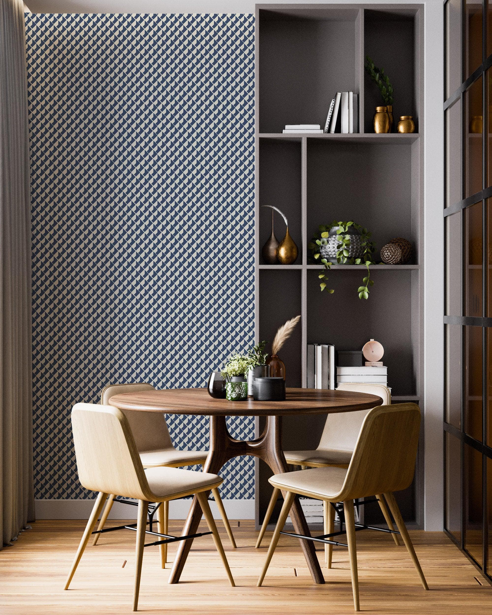 Modern Geometric Shape Pattern Wall Mural. Minimalist Mosaic Square Box Shape Bauhaus Pattern. #6328