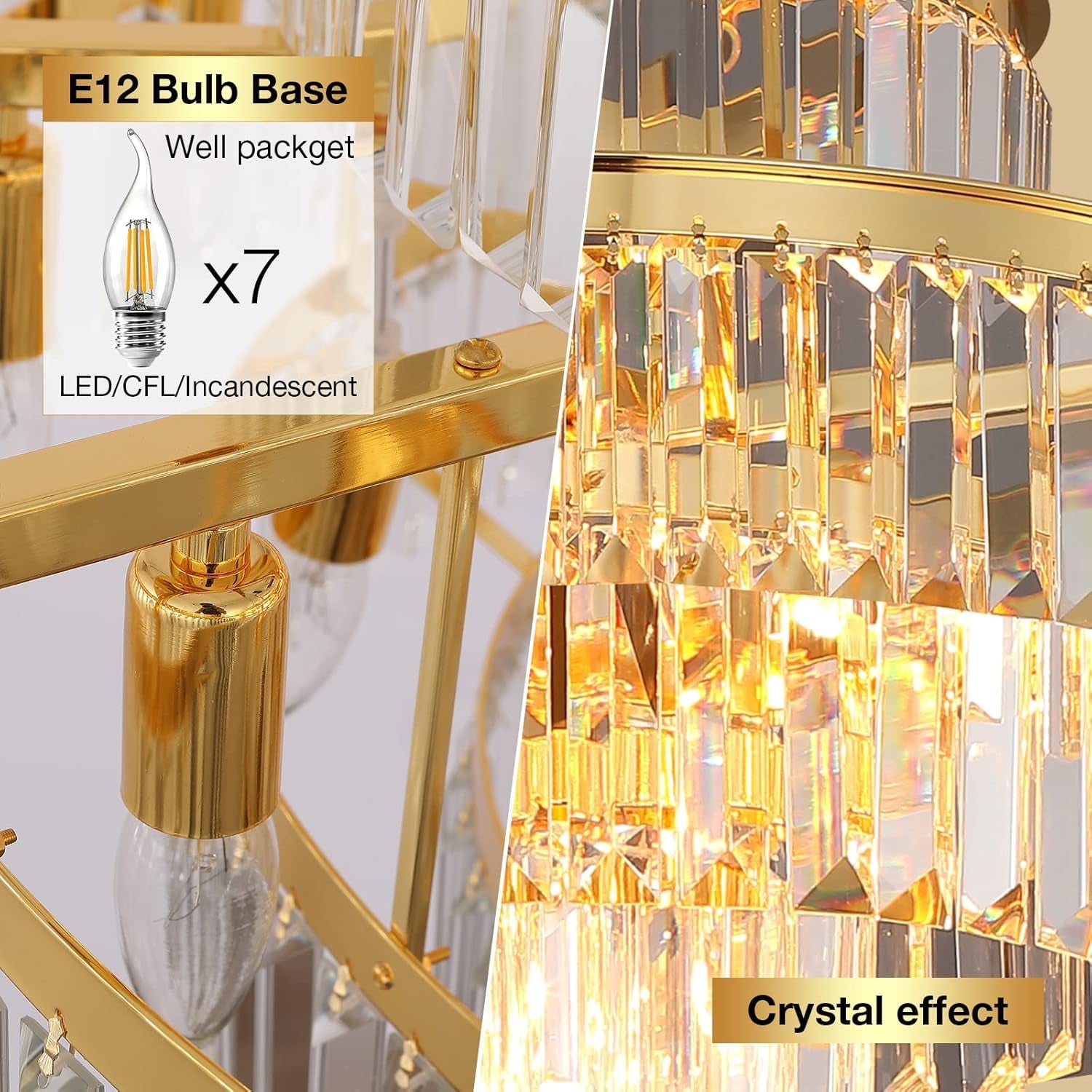 Gold Orange 20 Inch Pendant Crystal Chandelier Fixture-4