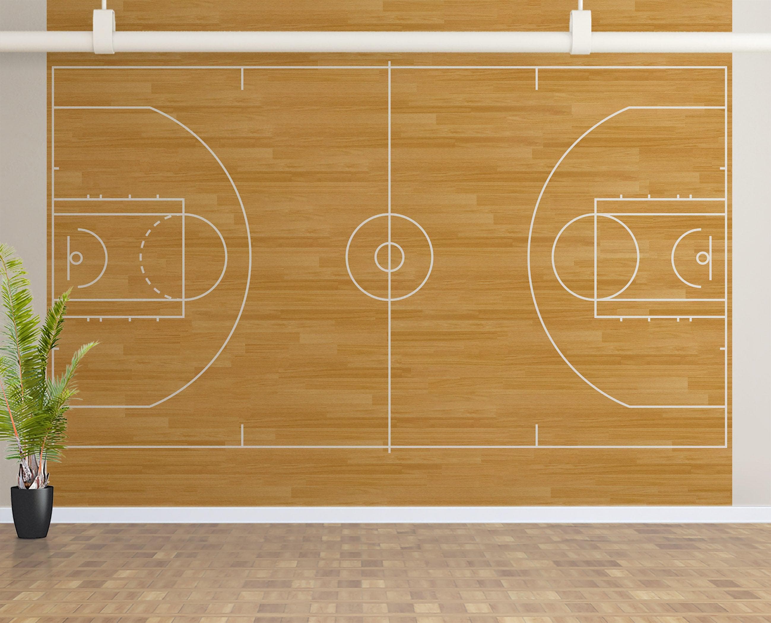 Basketball Court Hardwood Pattern Wall Mural. #6361