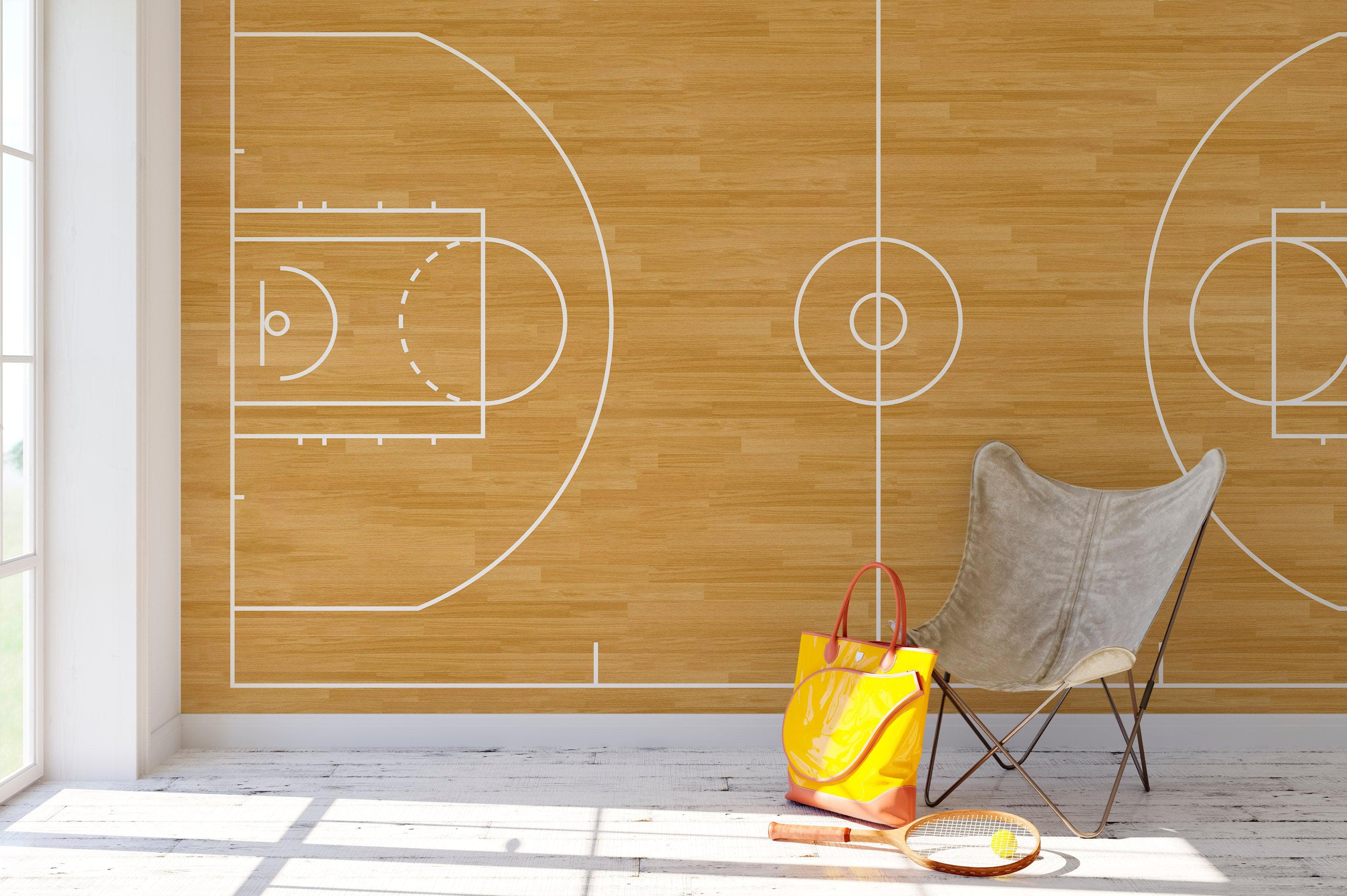 Basketball Court Hardwood Pattern Wall Mural. #6361
