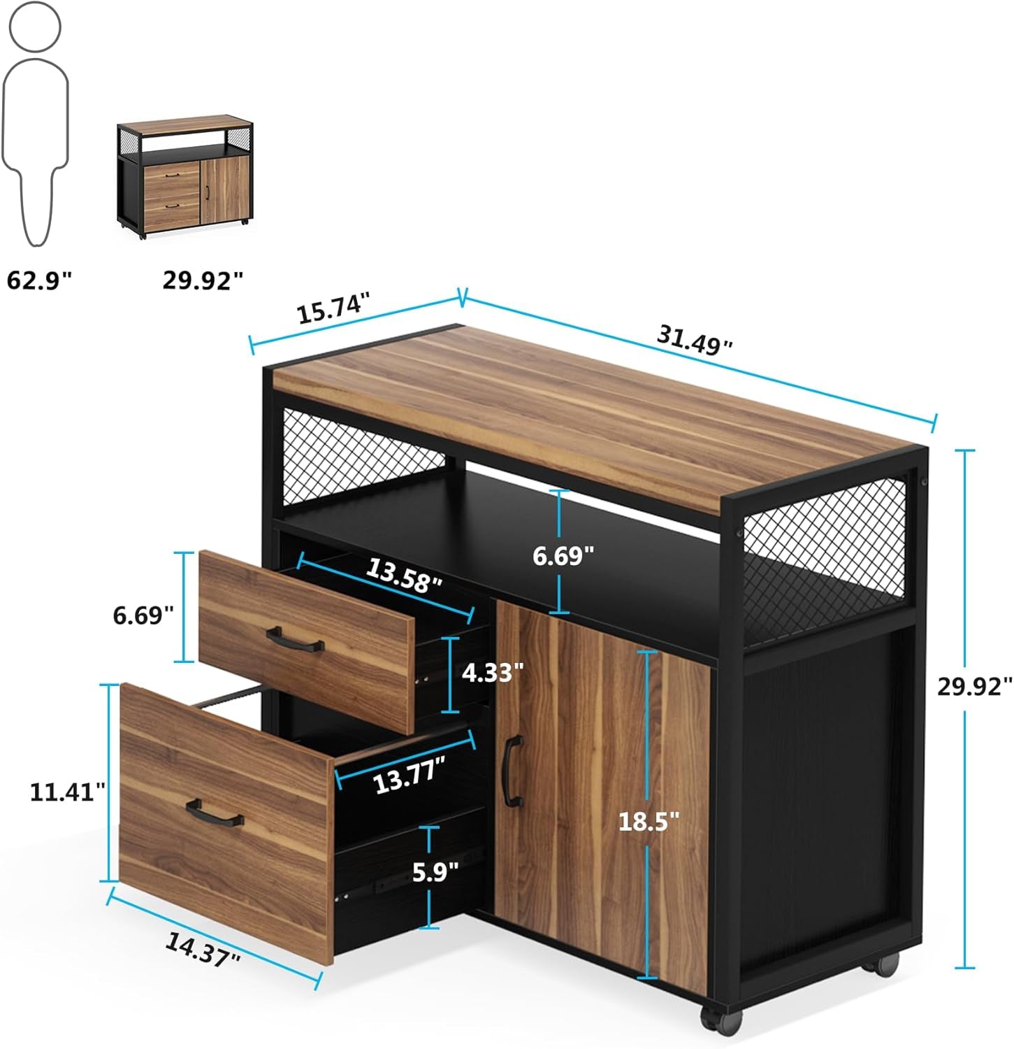 Lockable Lateral File Cabinet With Drawers For Letter Size