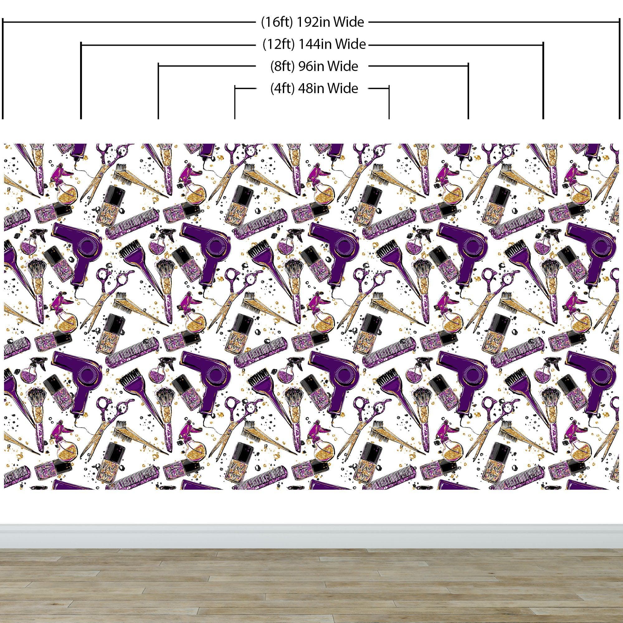 Cosmetic Beauty Room Wall Decor Mural. Fashionista Girl’s Room Decor. Makeup Vanity Decor. Peel and Stick Wallpaper. #6381
