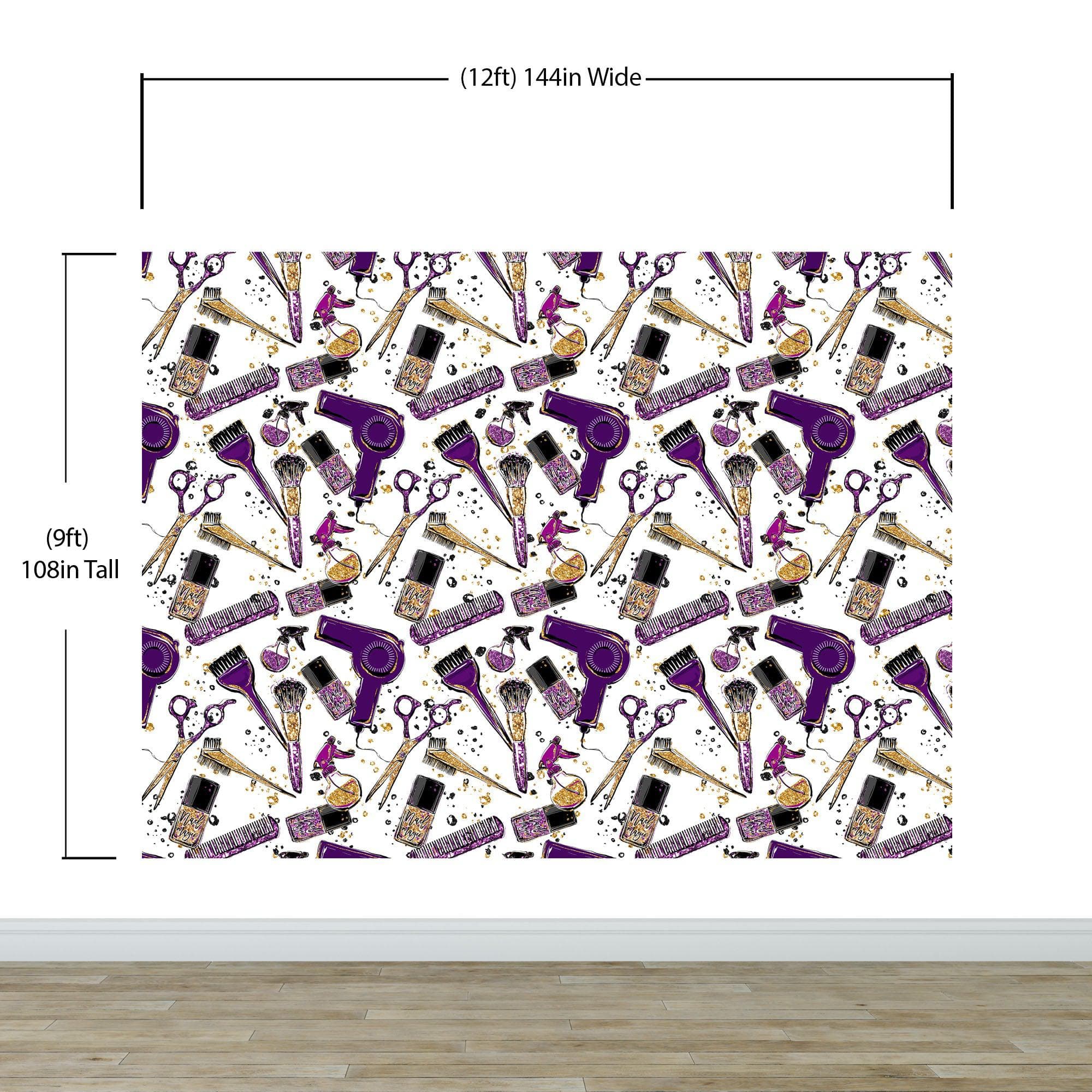 Cosmetic Beauty Room Wall Decor Mural. Fashionista Girl’s Room Decor. Makeup Vanity Decor. Peel and Stick Wallpaper. #6381