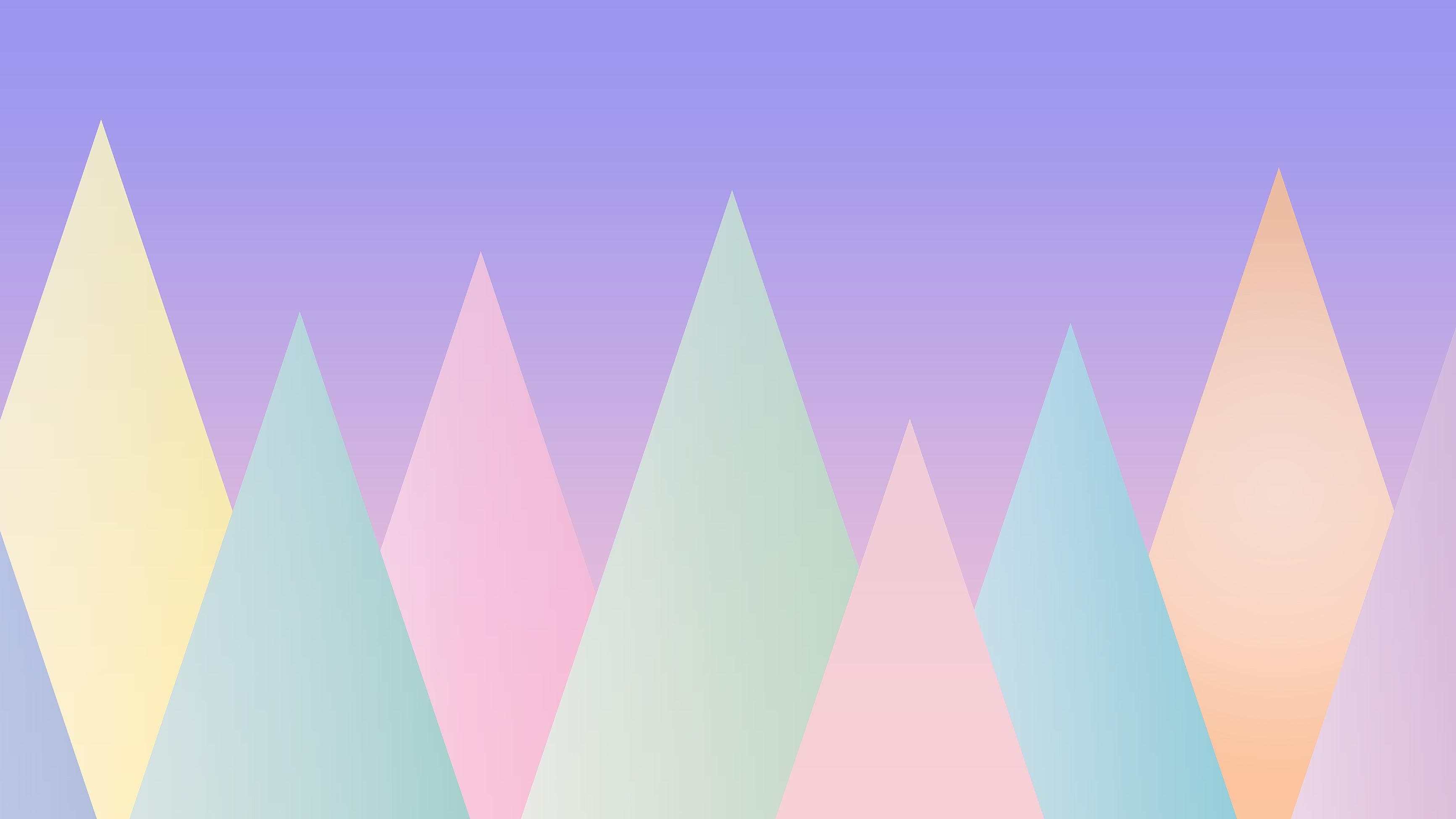 Geometric Triangular Mountain Wall Mural. Pastel Color Peel and Stick Wallpaper. #6388