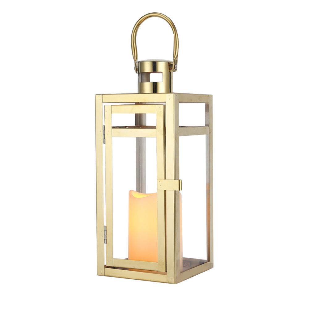 12'' High Metal Decorative Candle Lantern (Gold)-4