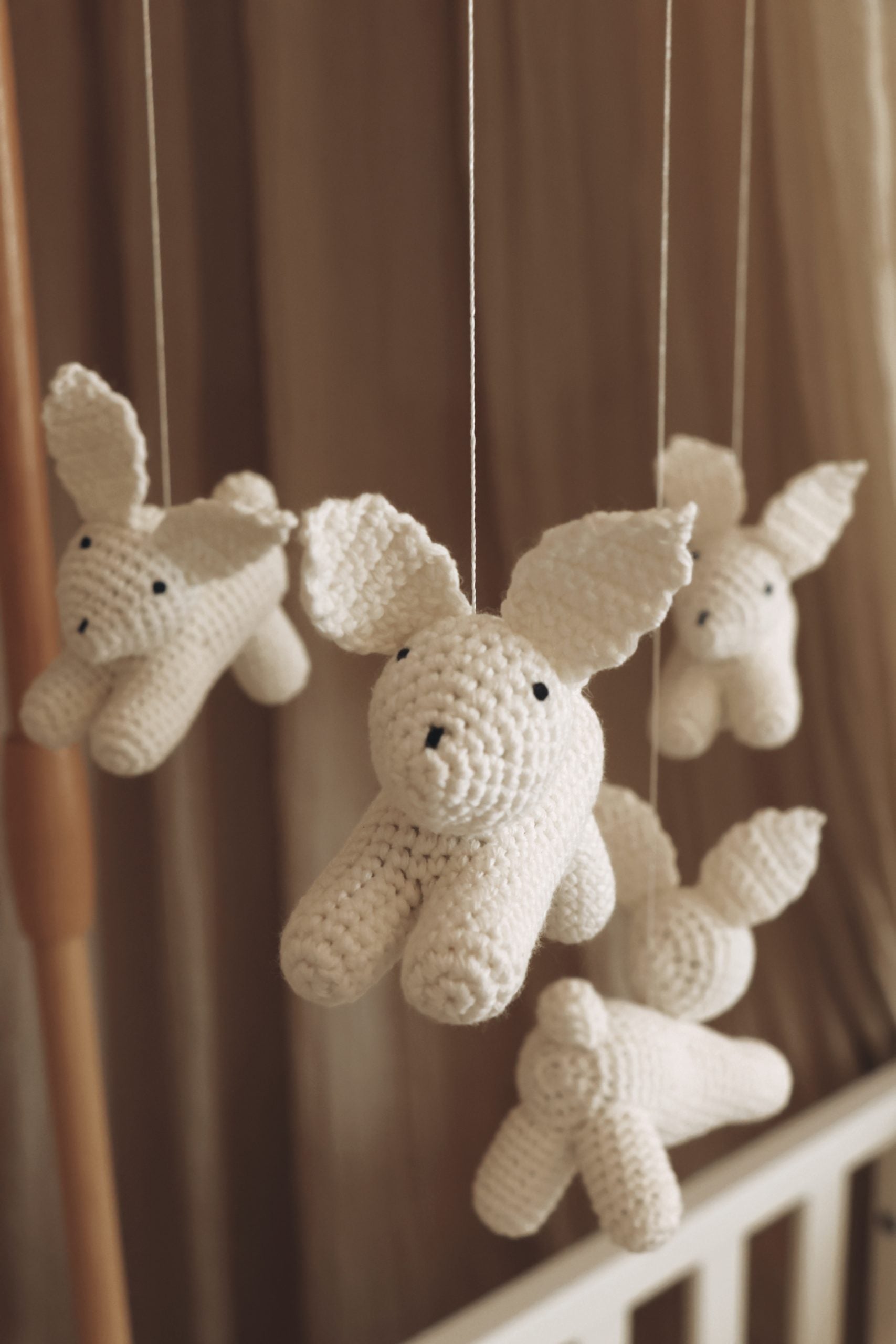 Complete set Handmade Crochet Bunny baby mobile (Mobile + Arm + Box)-5